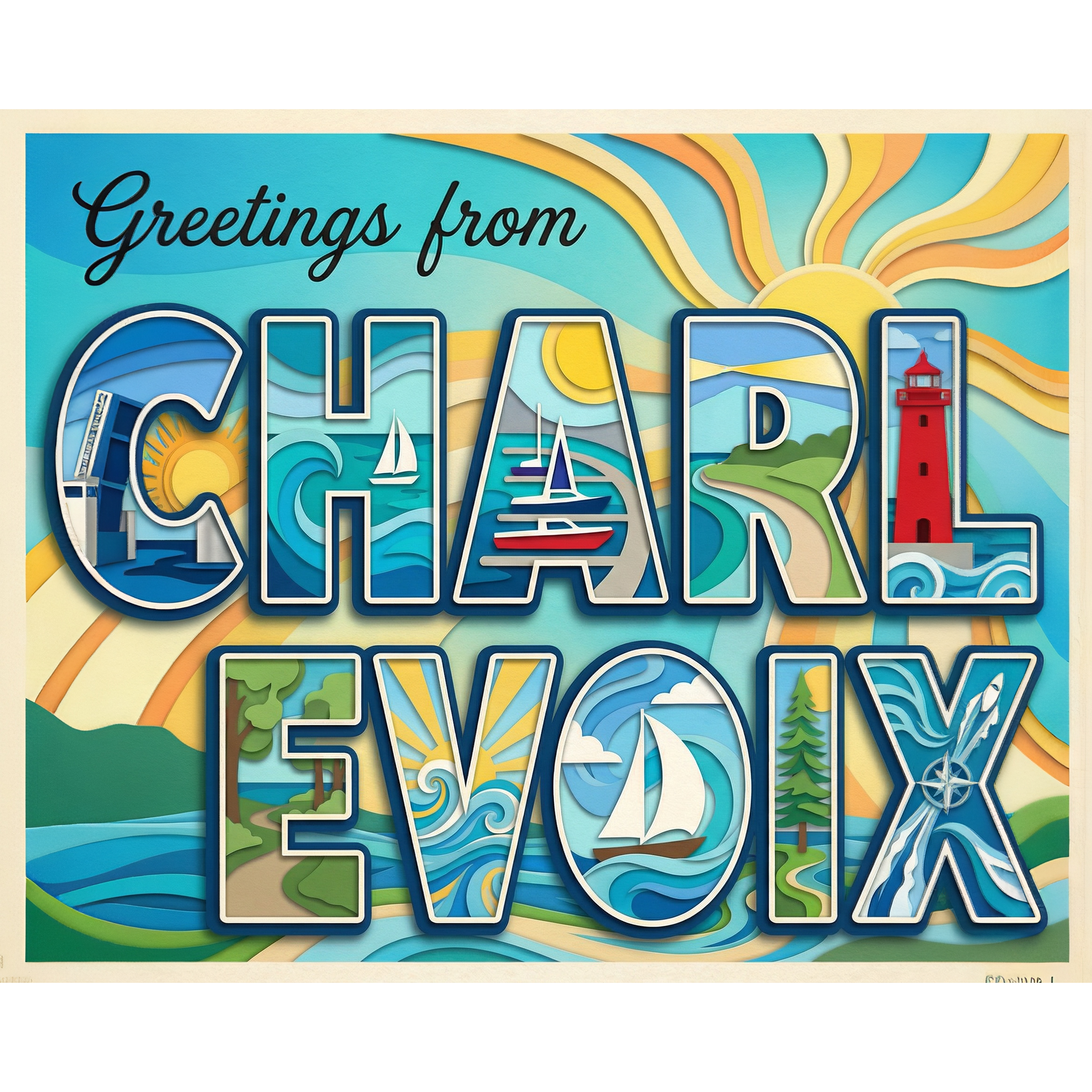 Greetings From Charlevoix Michigan Paint-By-Number Kit