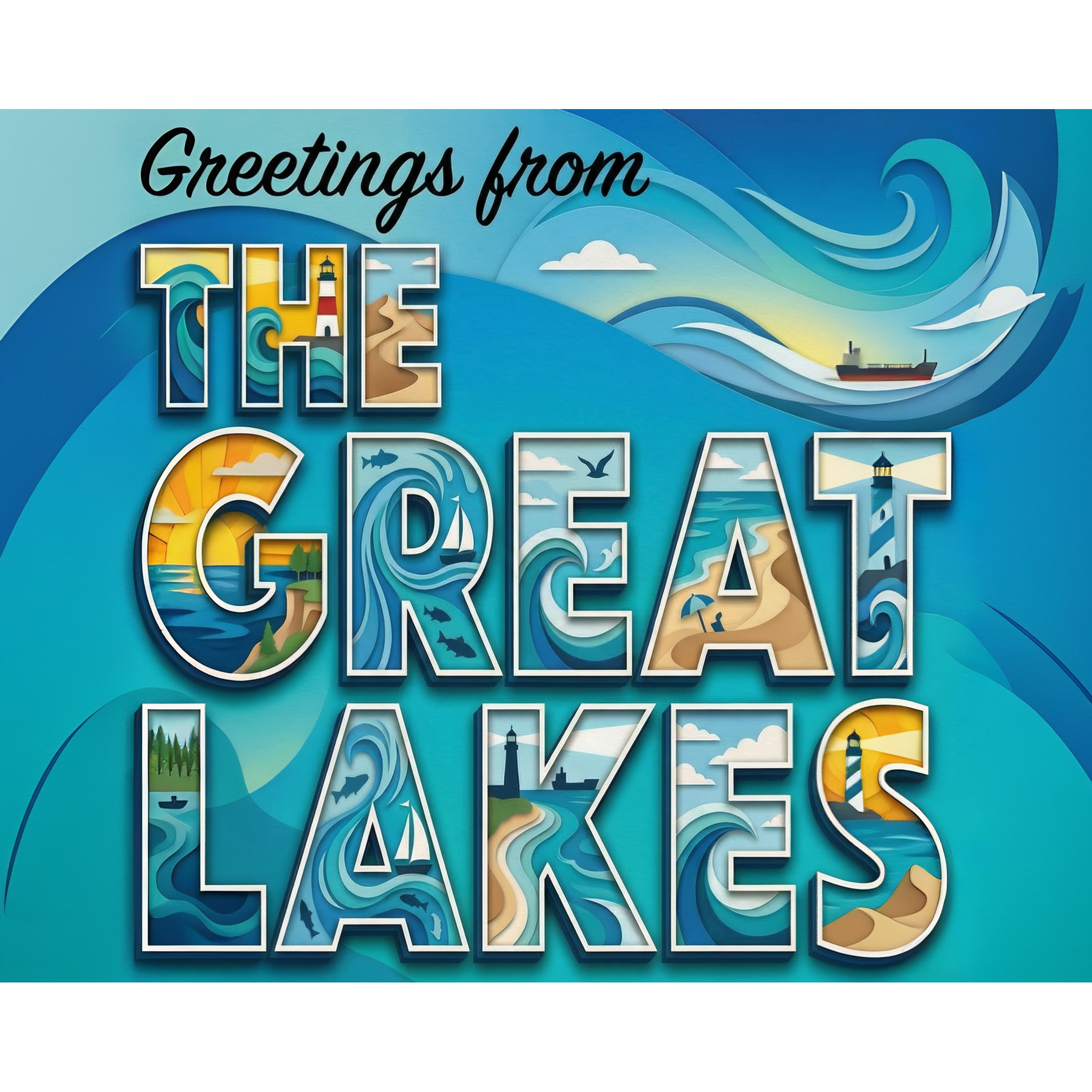 Greetings From The Great Lakes Michigan Paint-By-Number Kit