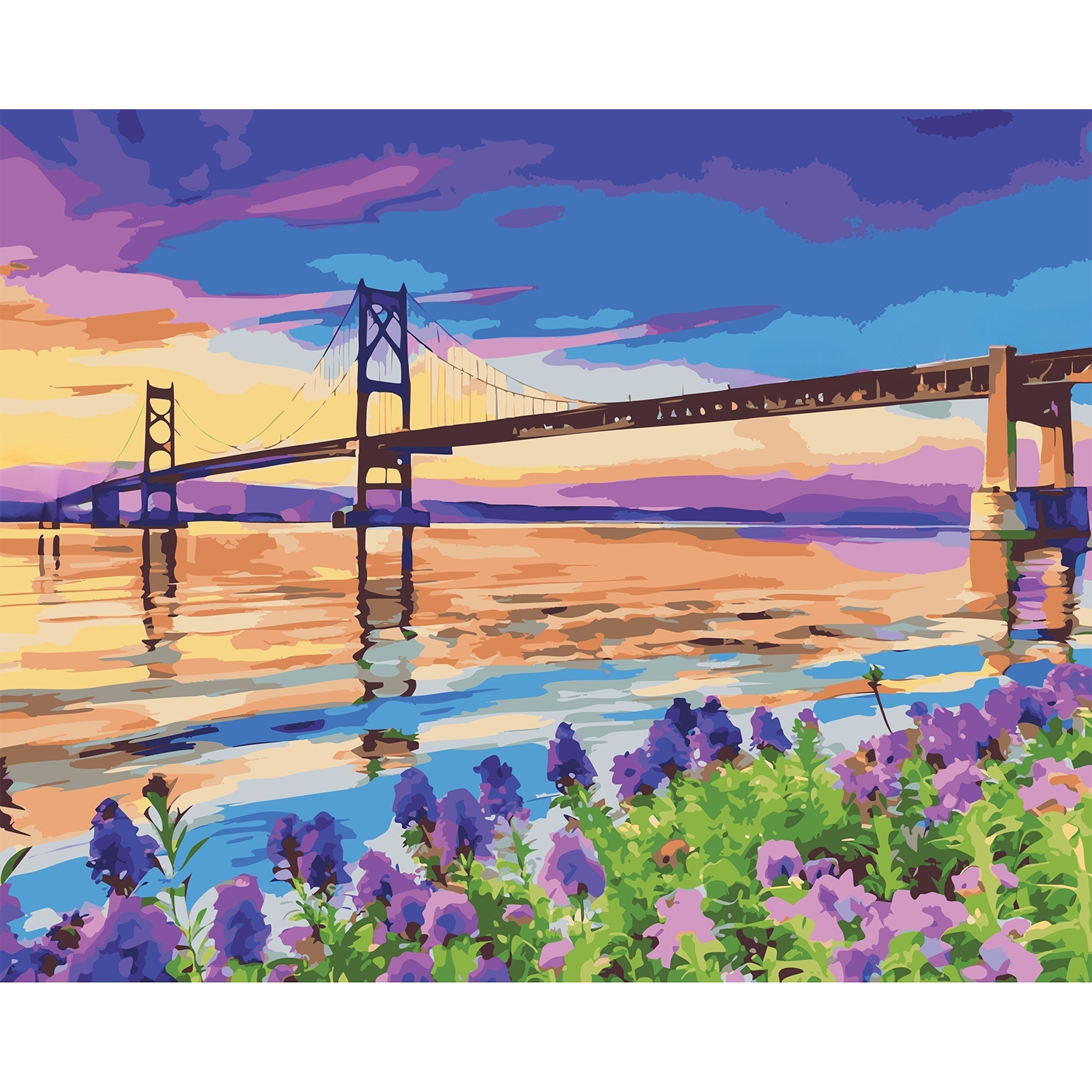 Lilacs by the Mighty Mac - Mackinac Bridge Paint-By-Number Kit
