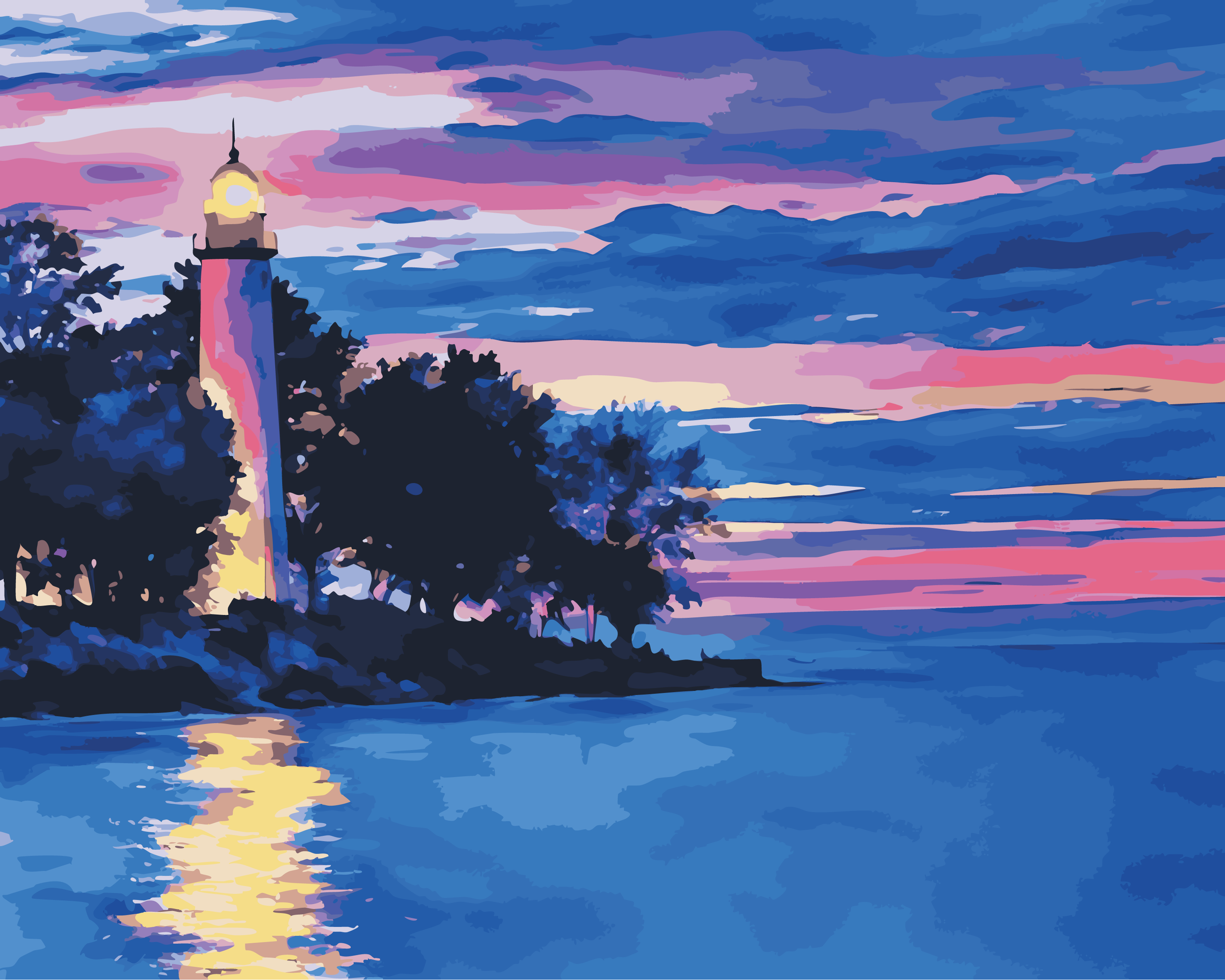 Twilight at Pointe aux Barques Lighthouse (Paint-By-Number Kit)