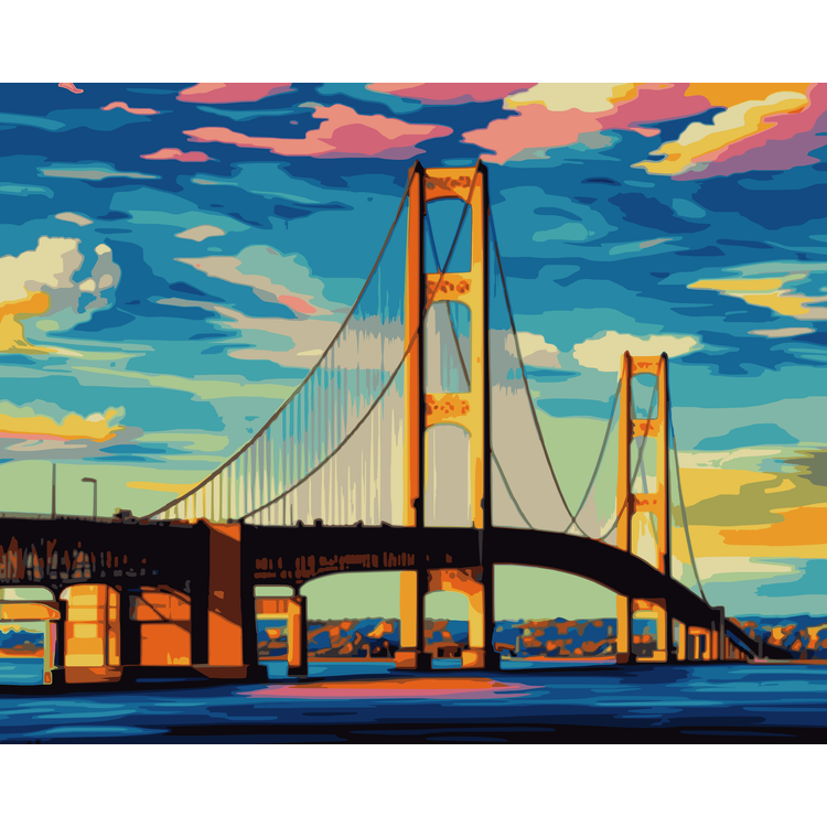 Majestic Mighty Mac - Mackinac Bridge Paint-By-Number Kit