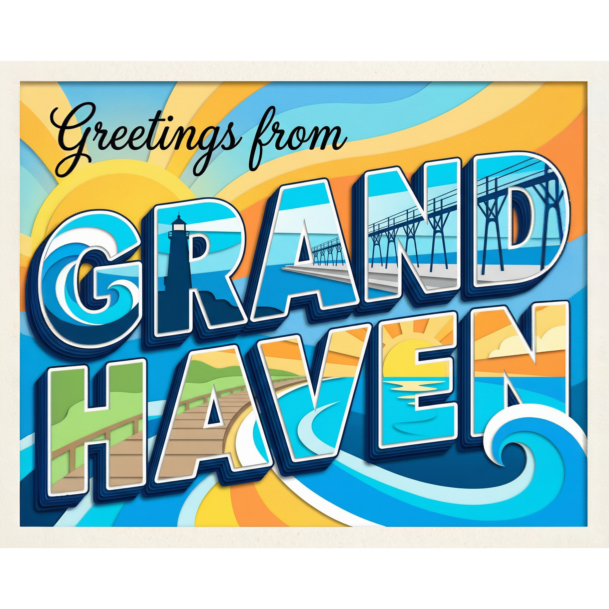 Greetings From Grand Haven Michigan Paint-By-Number Kit