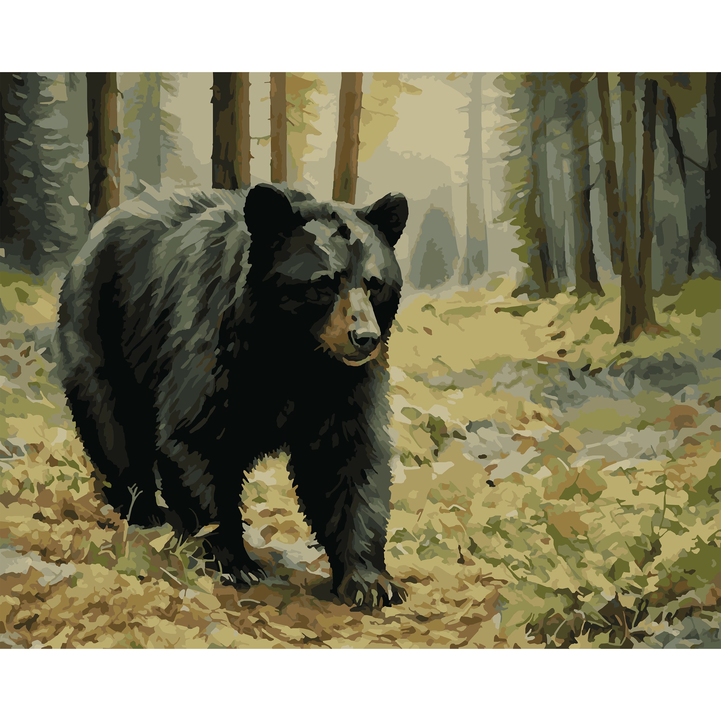 American Black Bear Along Pine Creek Trail - Michigan Paint-By-Number Kit