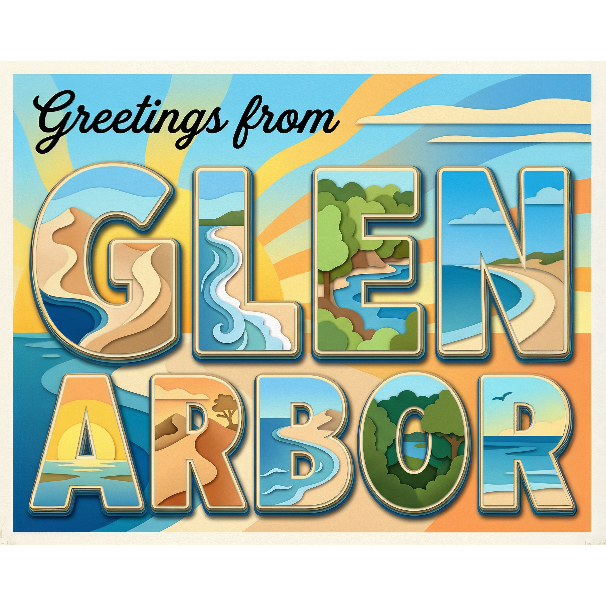 Greetings From Glen Arbor Michigan Paint-By-Number Kit