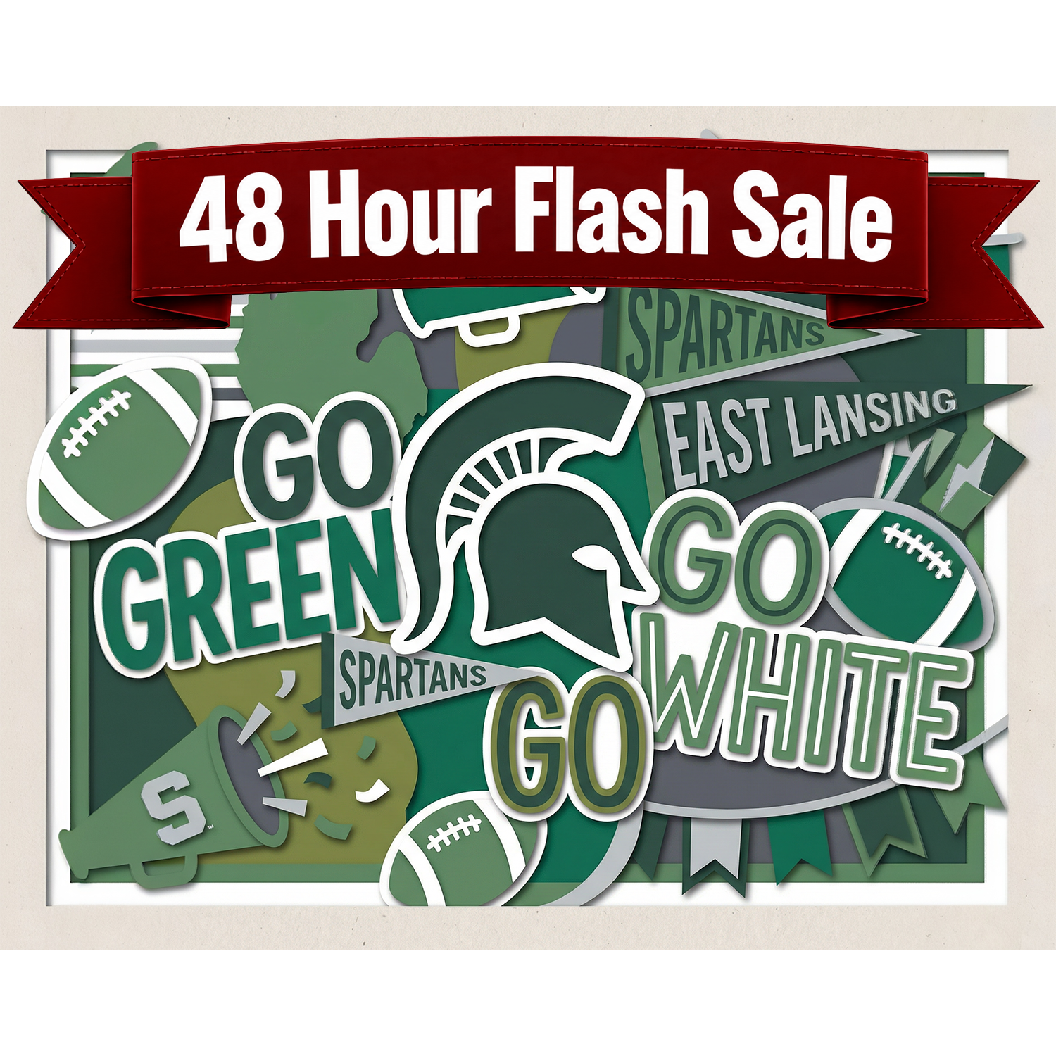 Spartan Collage: Go Green! Go White! — Michigan State University® Paint-by-Number Kit