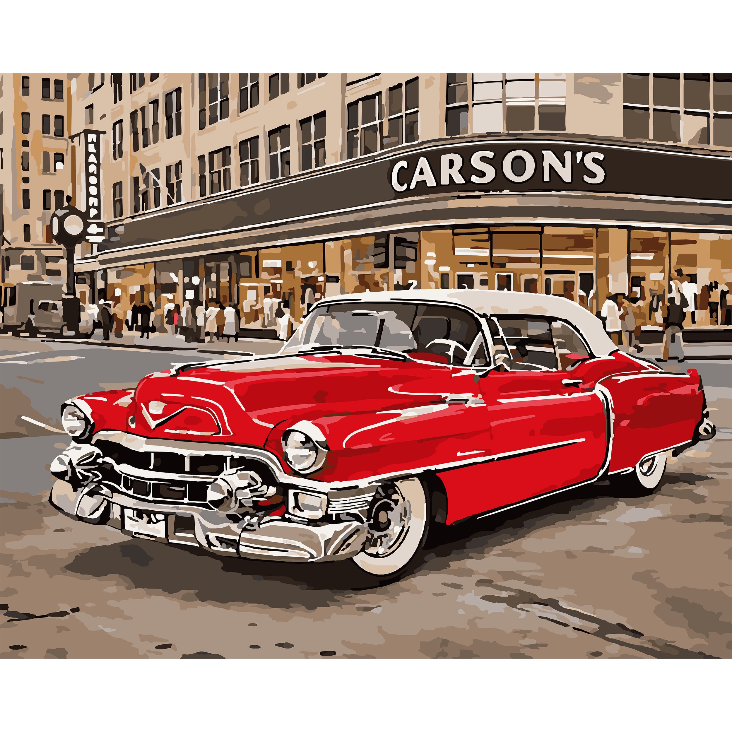 Cadillac Eldorado (1953–1969) at the Department Store - Detroit Classic Cars Paint-By-Number Kit