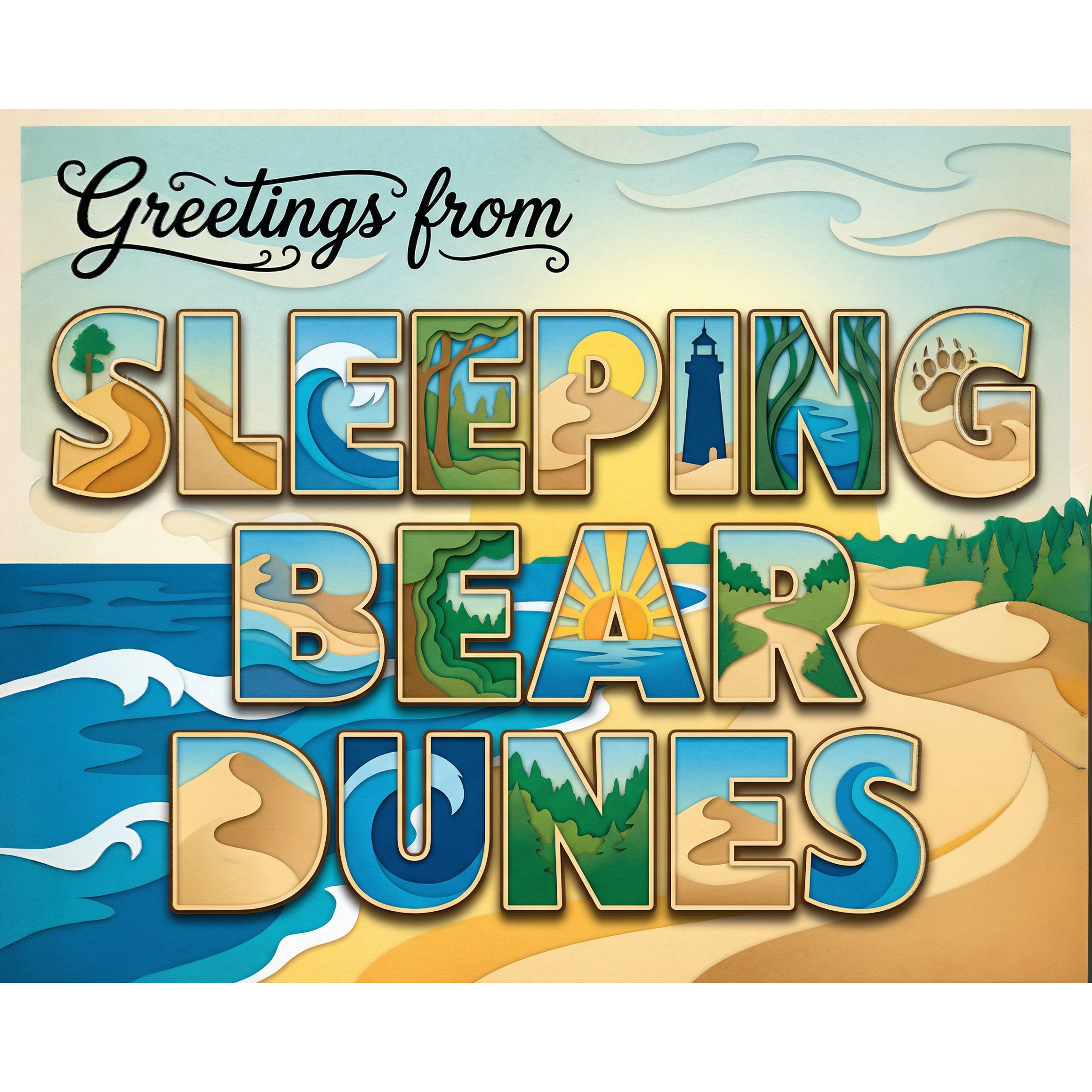 Greetings From Sleeping Bear Dunes Michigan Paint-By-Number Kit