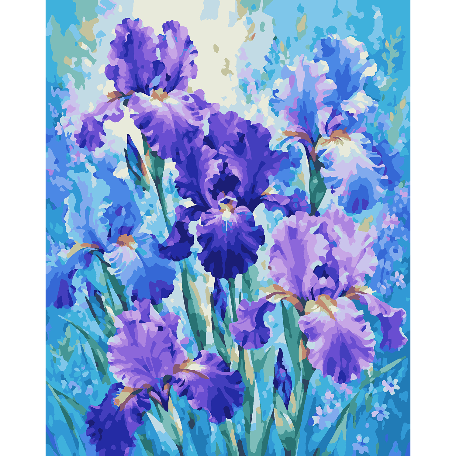 Watercolor Irises - Flower Paint-By-Number Kit