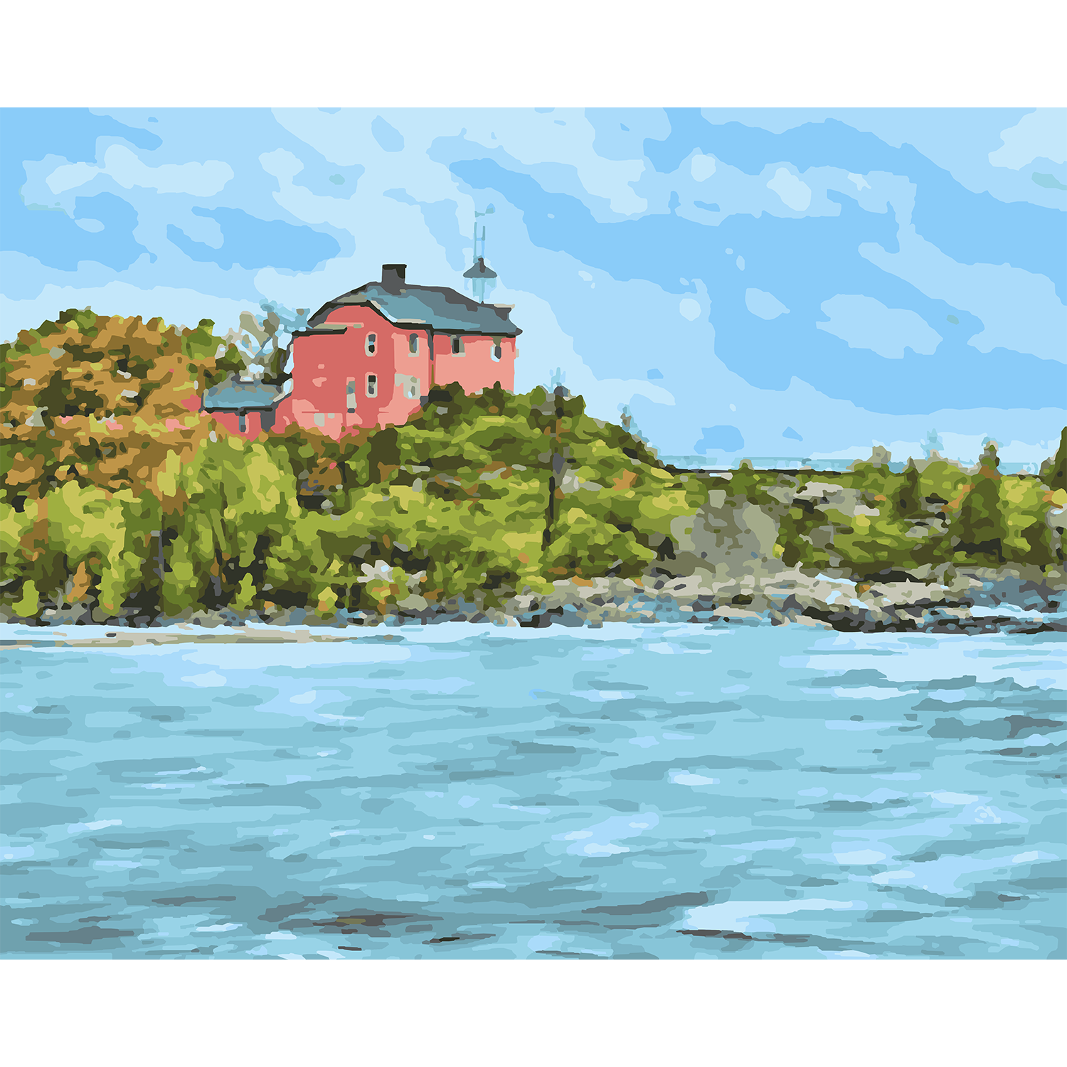 Marquette Harbor Lighthouse on Lake Superior Paint-by-Number Kit