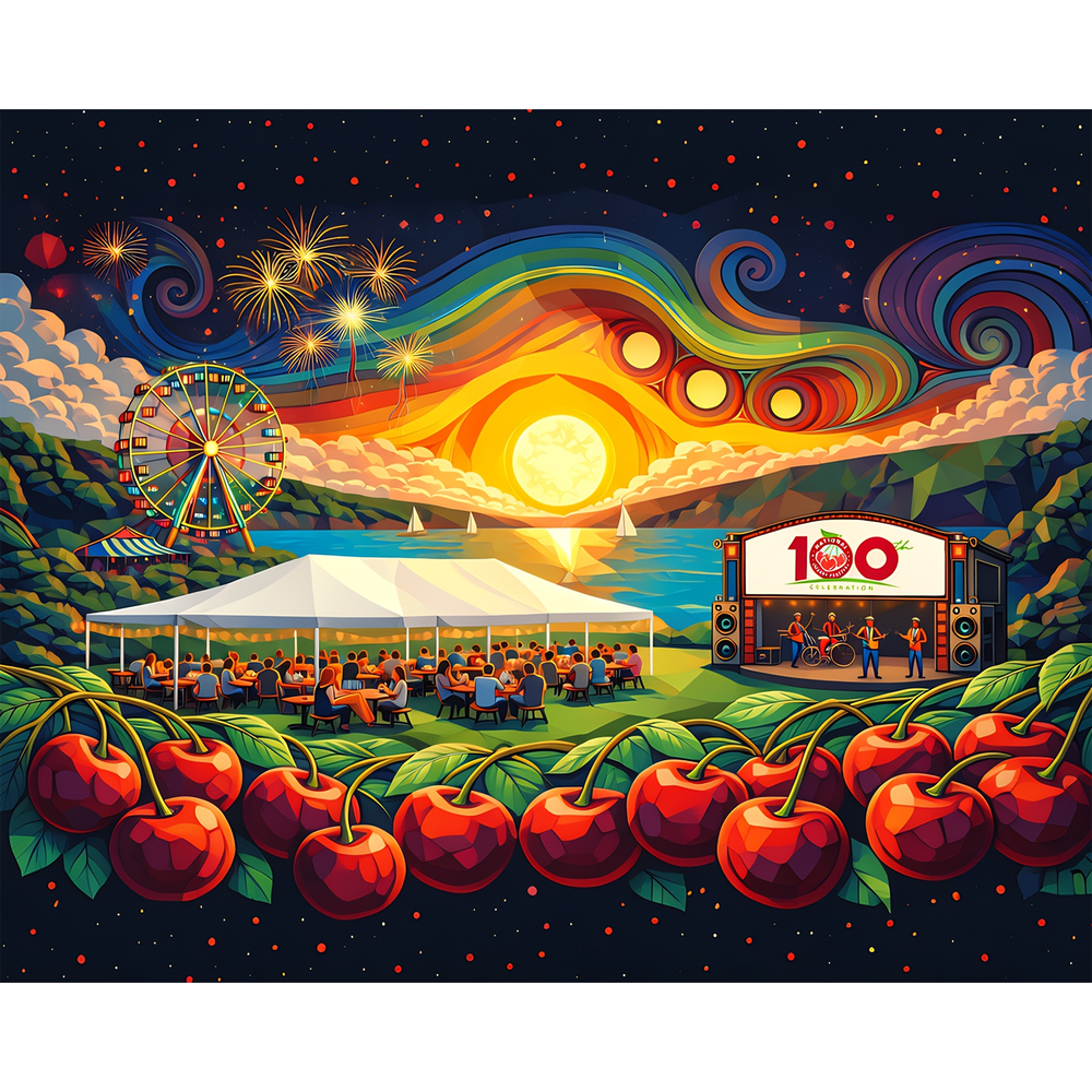 100th Anniversary Cherry Festival Paint by Number Kit | Mitten
