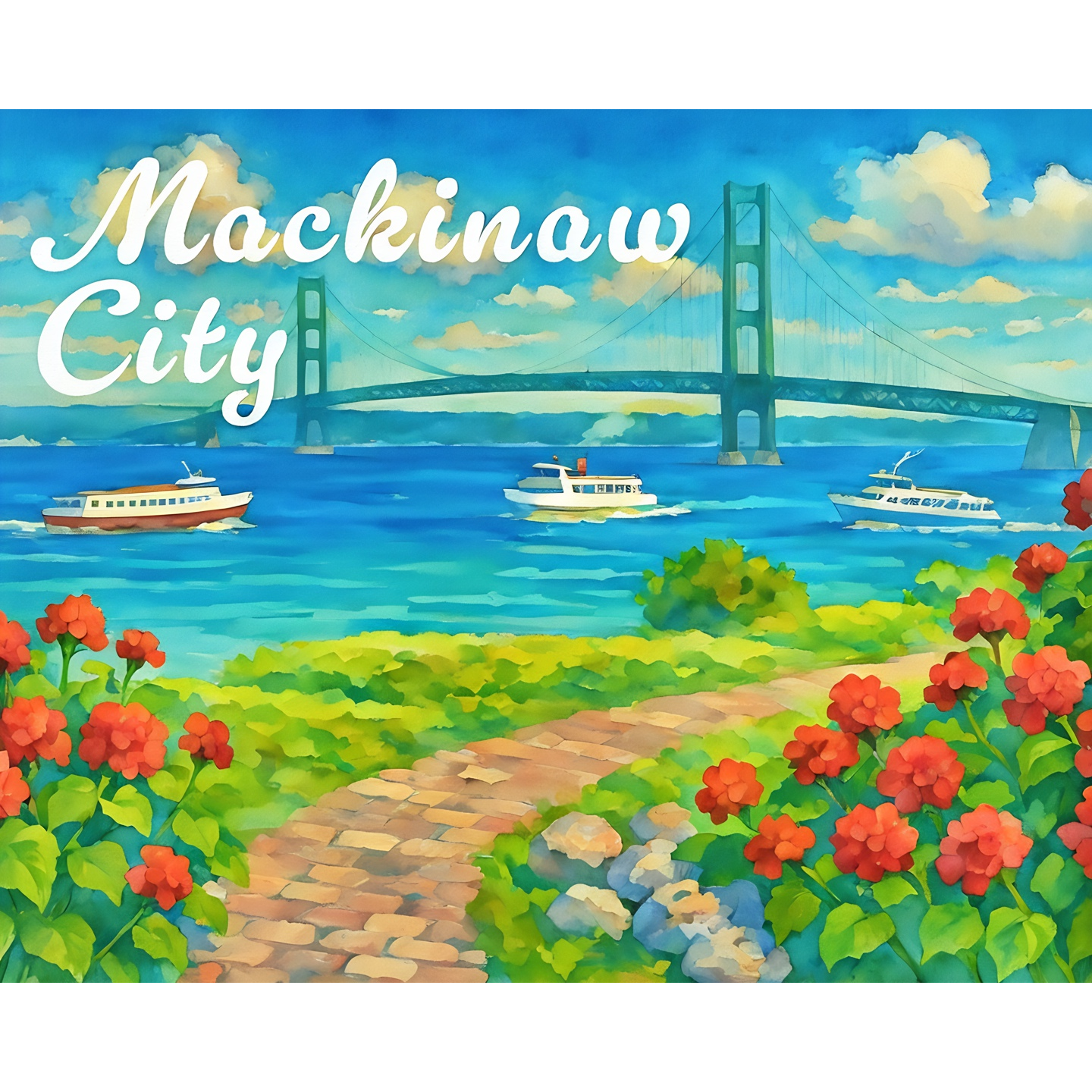 Whimsical Mackinaw City and the Mighty Mac Paint-By-Number Kit