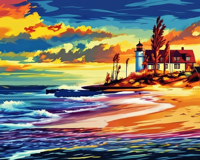 Sunset at Point Betsie Lighthouse (Paint-By-Number Kit)