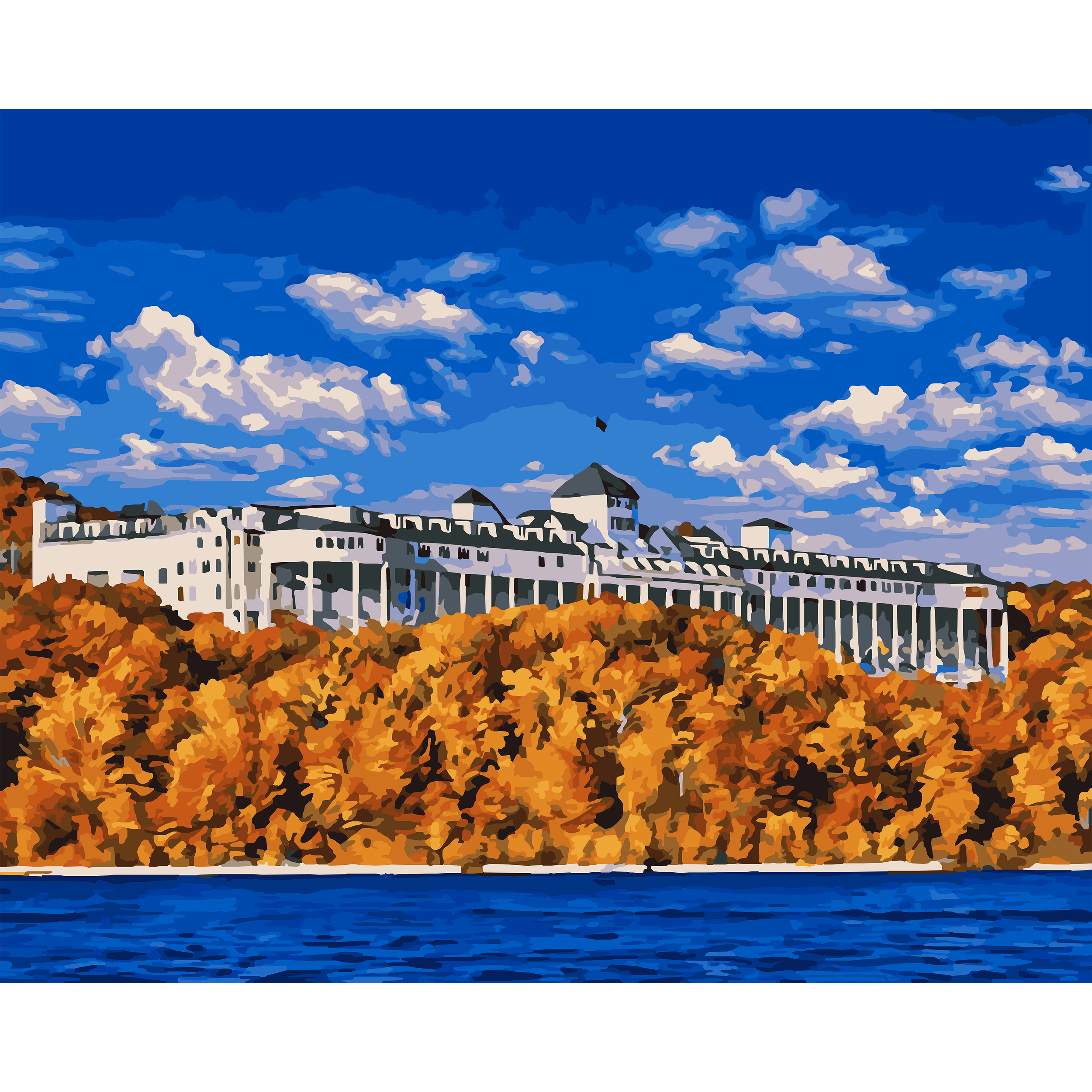 The Grand Hotel in Autumn from the Water - Mackinac Island Paint-By-Number Kit