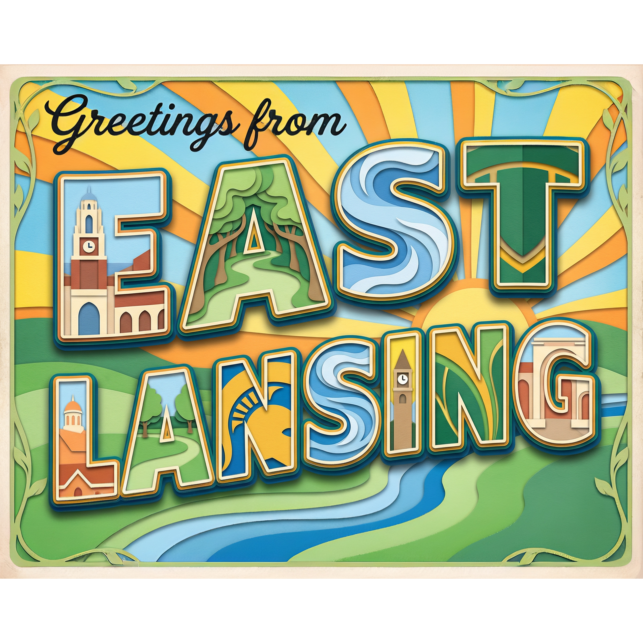 Greetings From East Lansing Michigan Paint-By-Number Kit