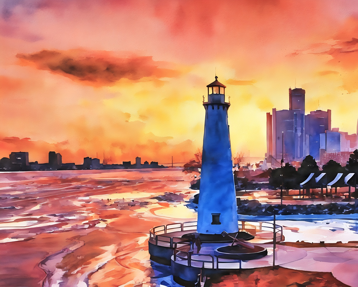 Sunset Glow at Milliken State Park Lighthouse (Paint-By-Number Kit)
