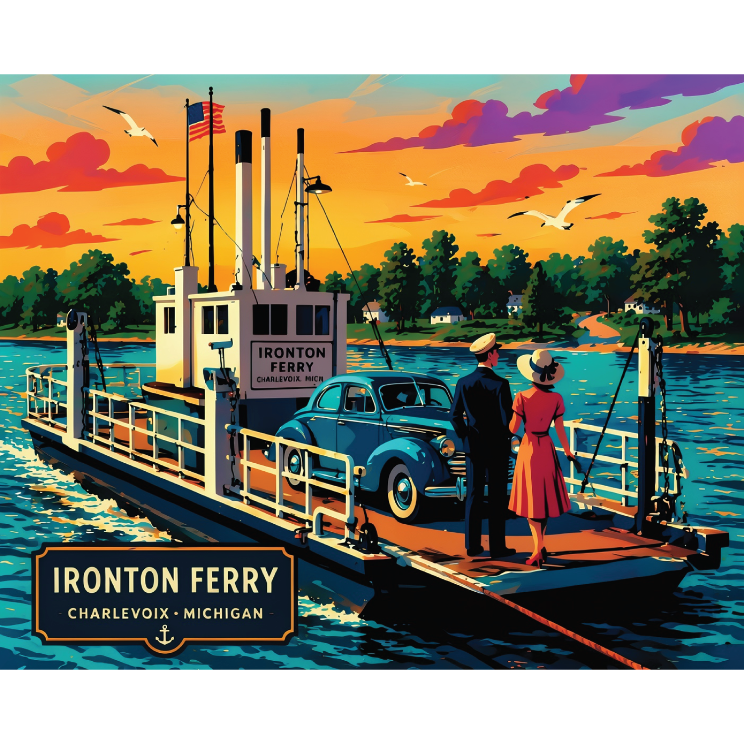 The Ironton Ferry Art Deco – Giclée Fine Art Print