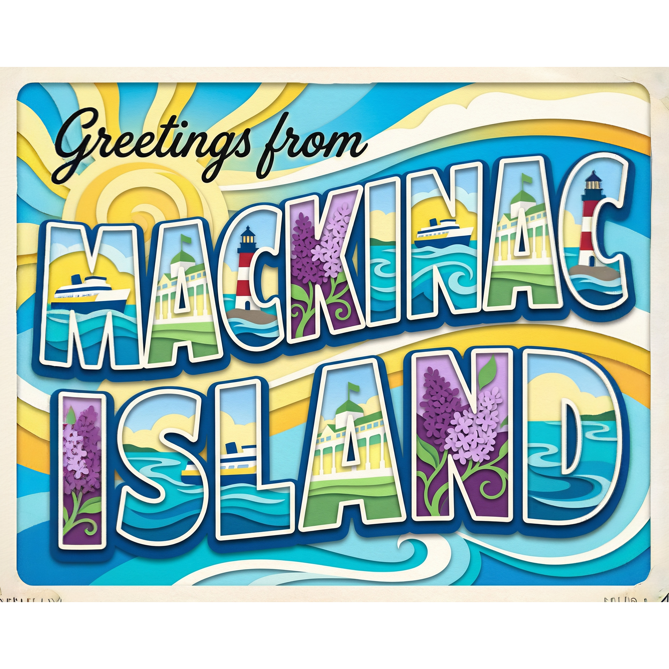 Greetings From Mackinac Island Michigan Paint-By-Number Kit