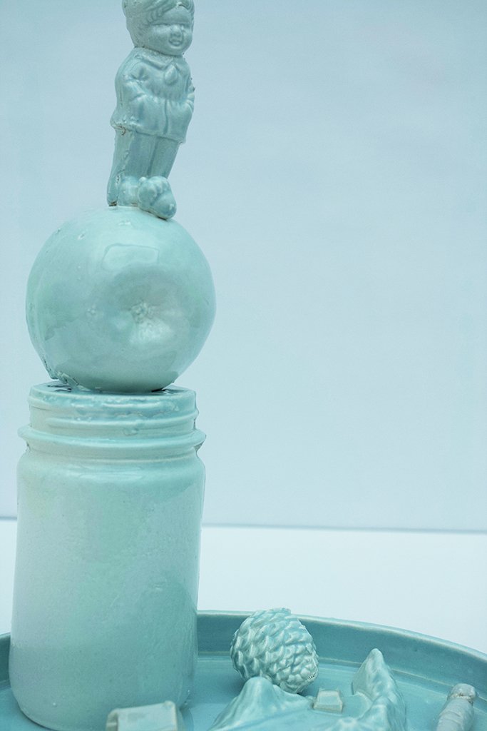 Applehead, 11.75" x 9.25" x 6.75", porcelain and slip cast porcelain, 2019