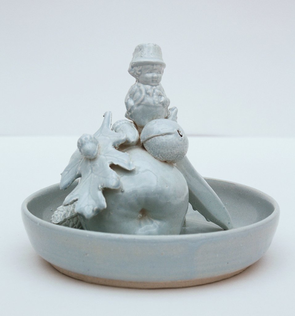 Laffy Taffy, 6 x 6.5 x 7.25, white stoneware and slip cast porcelain, 2019
