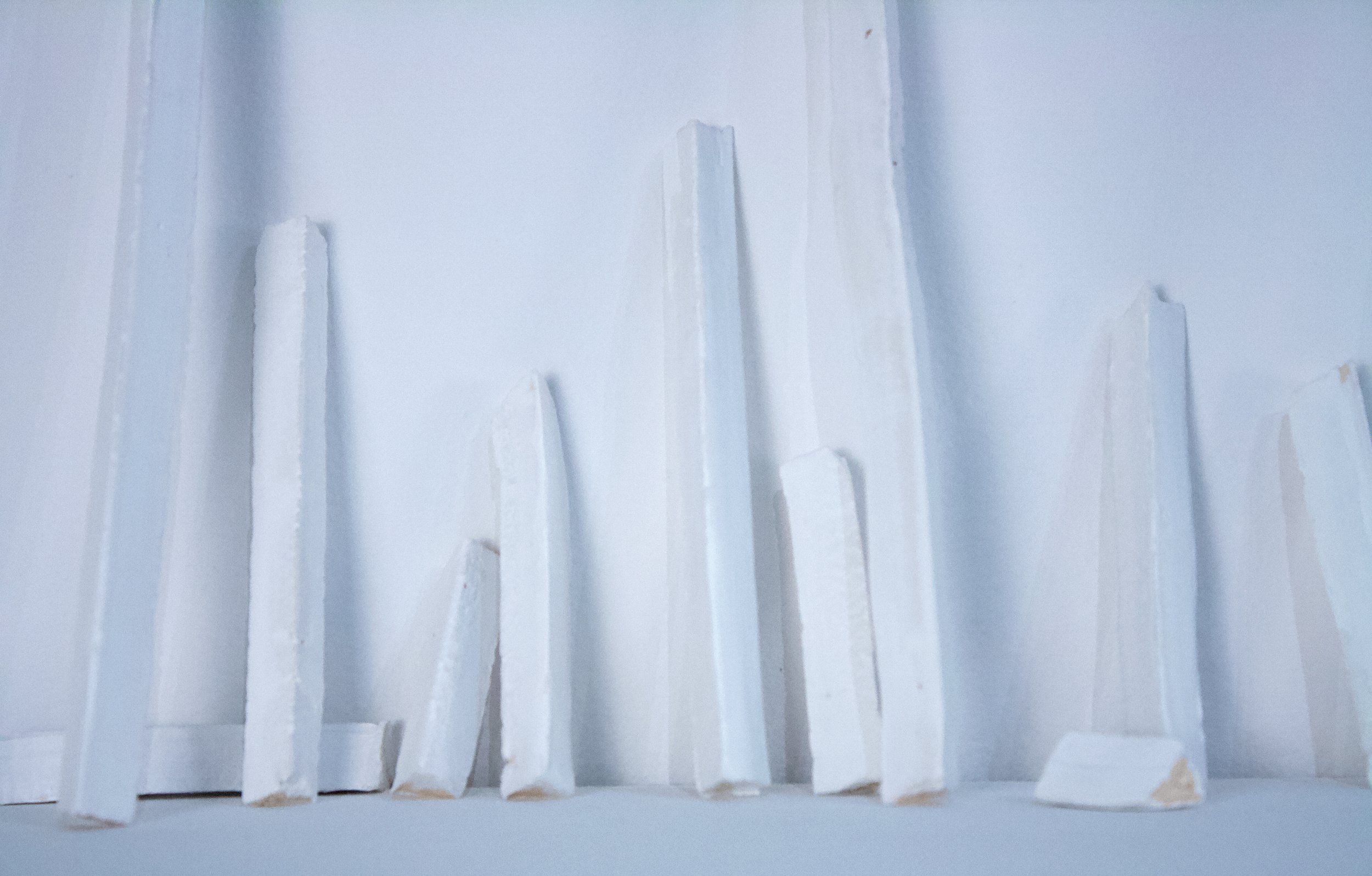 Extruded Forms, detail 24" x 72" x 4", paper clay. 2025