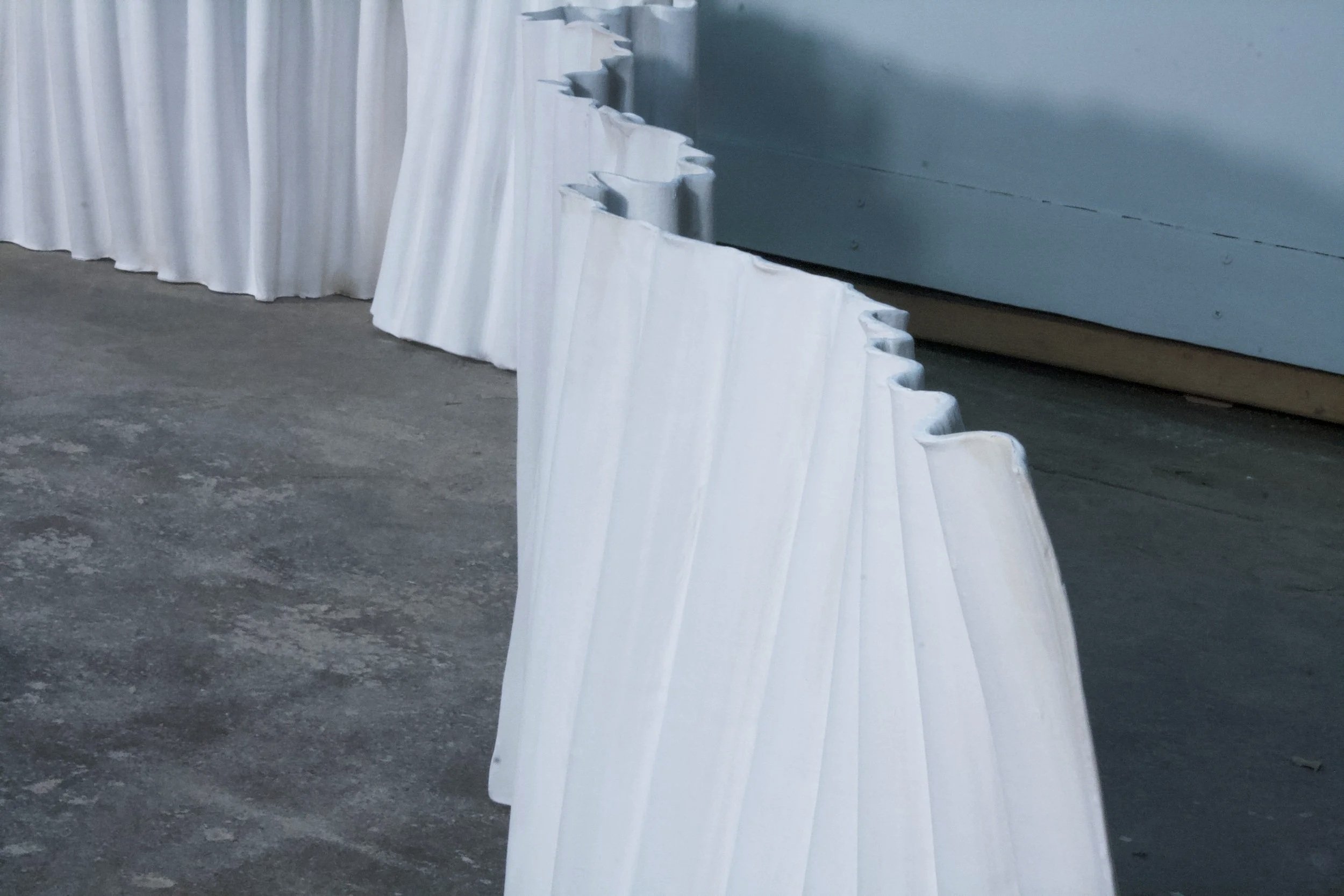  Wandering Line , detail, 14"x 76.5" x 14", Low- Fire Paper Clay, 2026