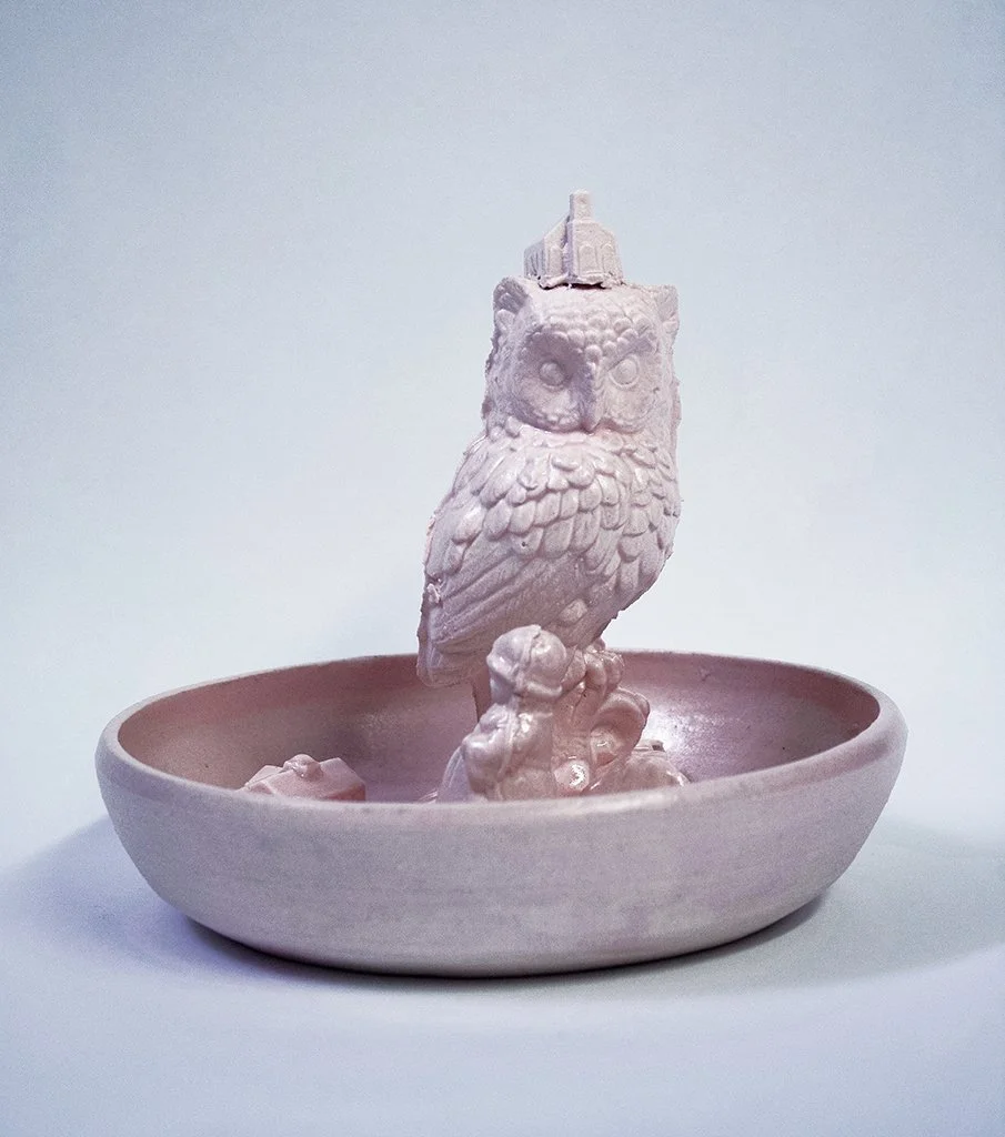  Airhead , Candy Dish Series, 6.5 x 7 x 7,  White stoneware and slip cast porcelain, 2019																		