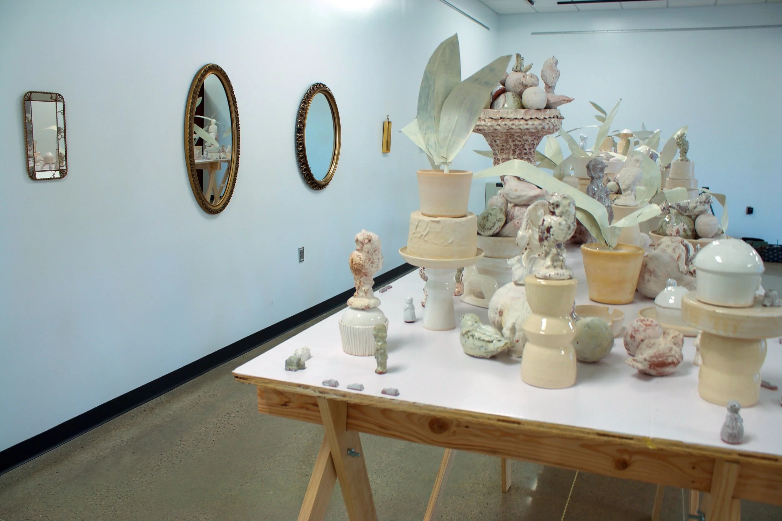  Saccharine , detail, White Earthenware, paper, wood, mirrors, 2017		