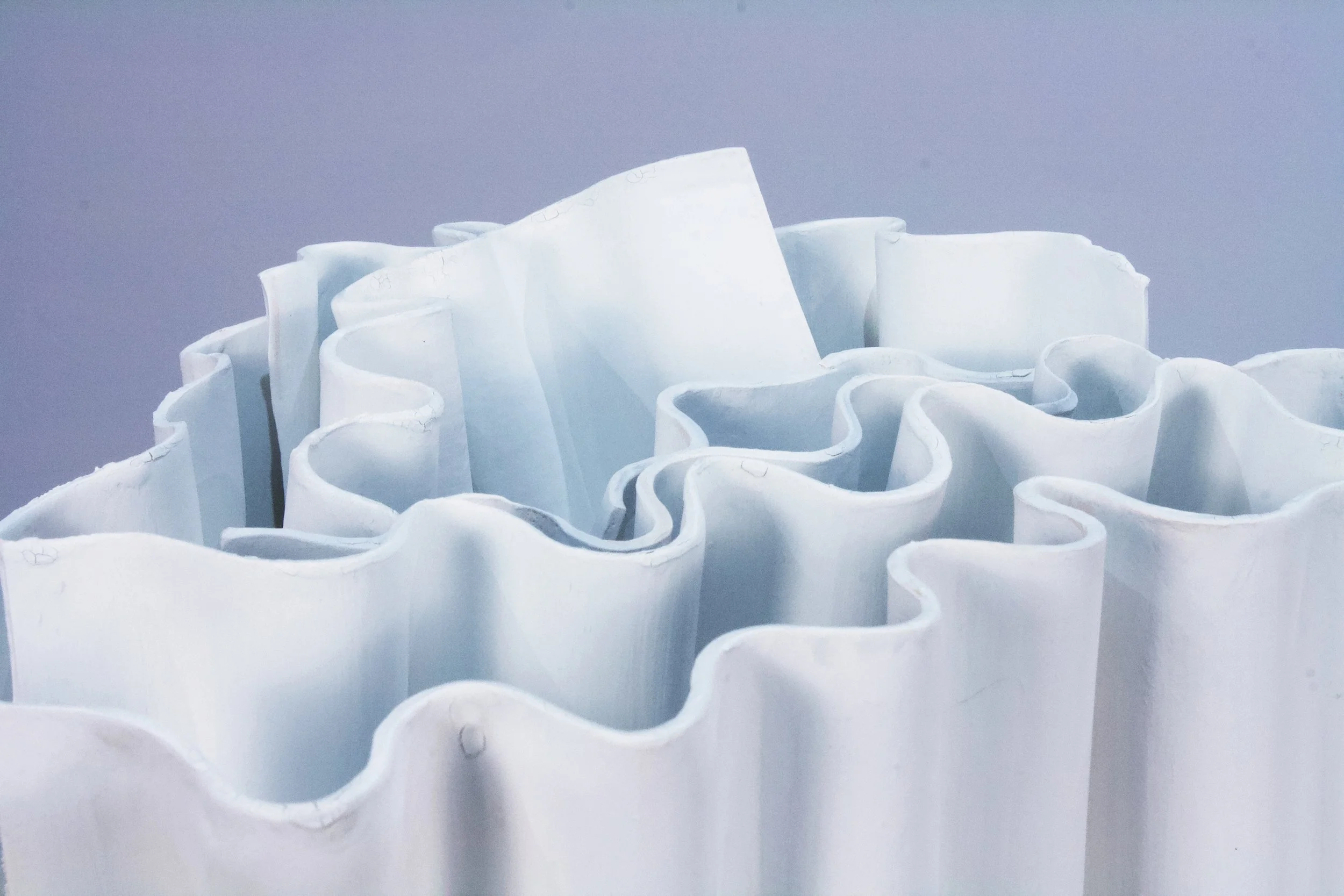  Corrugated Forms , detail, 8" x 12" x 8", Low-fire Paper Clay, 2025