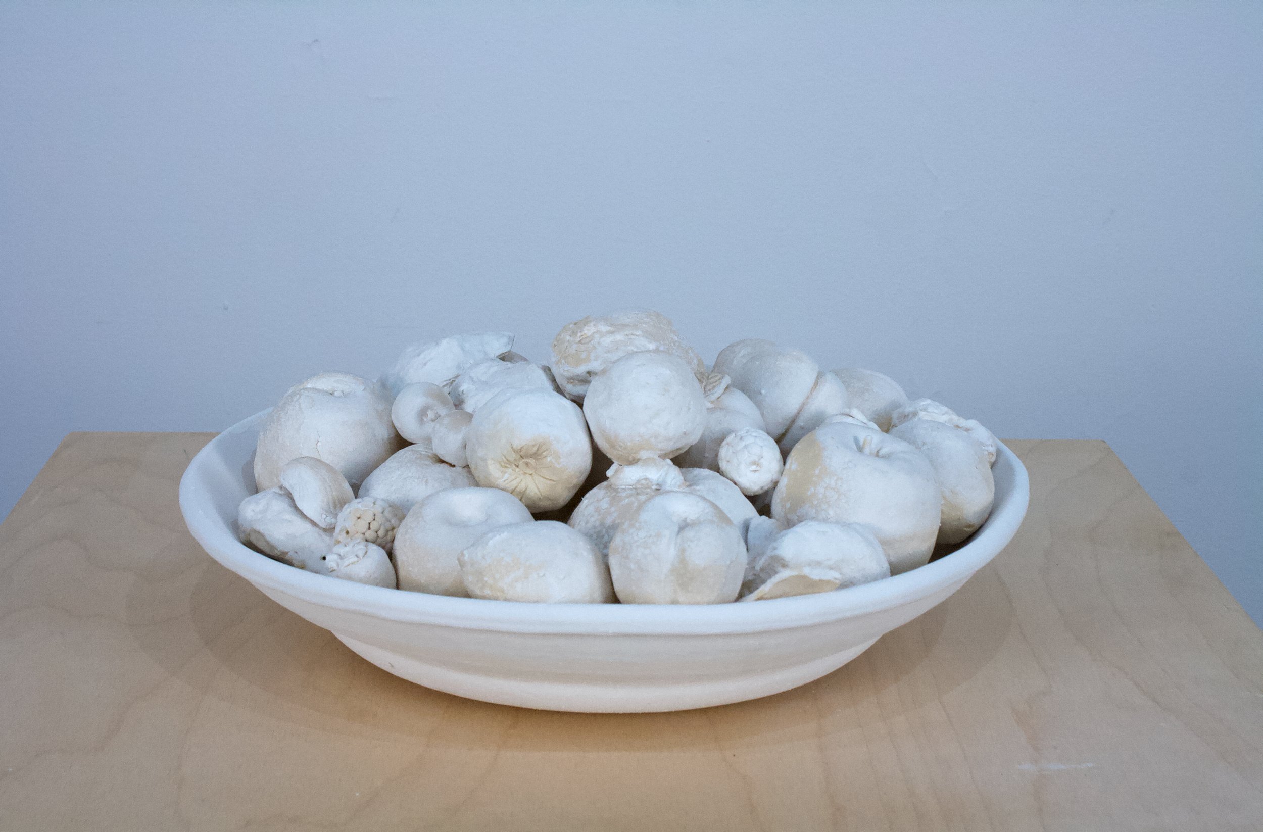 Stone Fruit I, 7.25" x 10.25" x 10.25", low-fire white, 2024