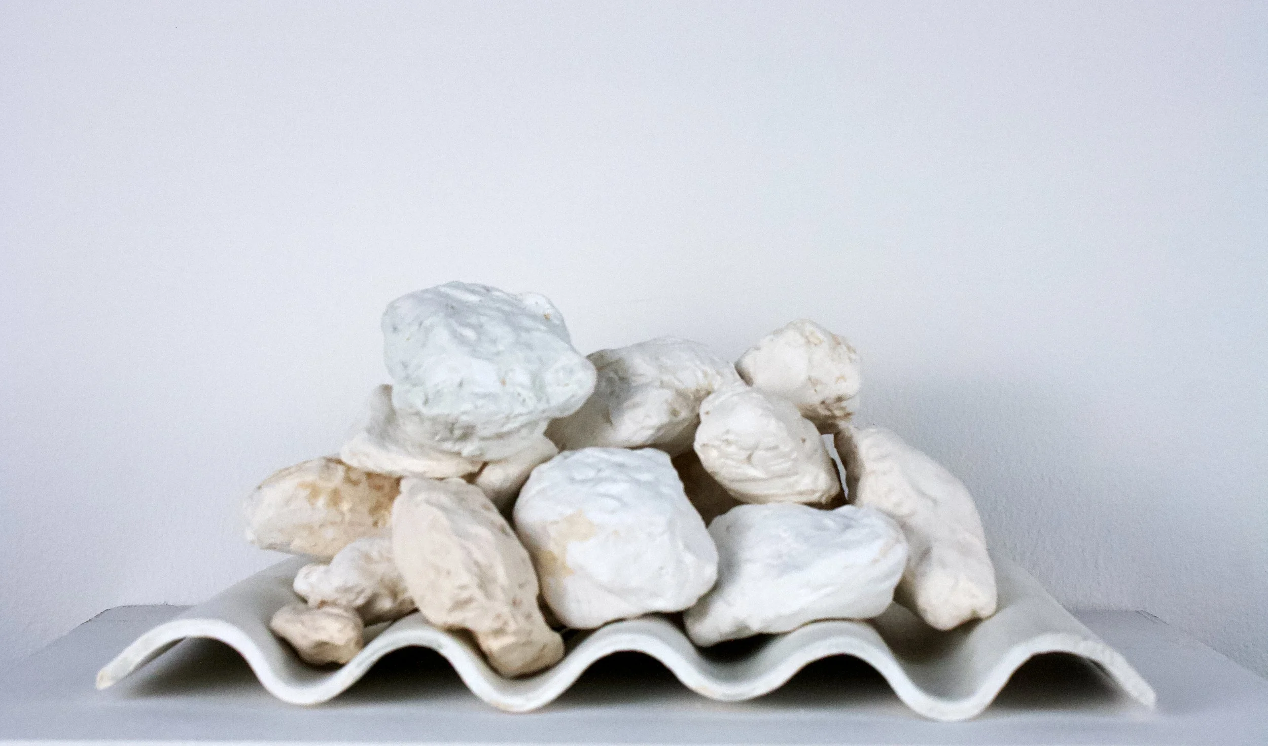  Tray with Stones , 4.5" x 9.5" x 5.25", Low-fire White, 2025																					