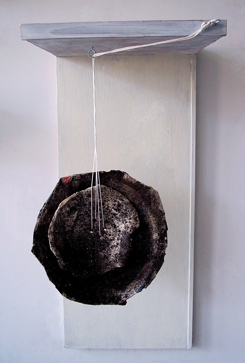 When a Blackbird Sings, 3' x 18" x 18" earthenware, wood, paper mache, dirt, paint, 2008