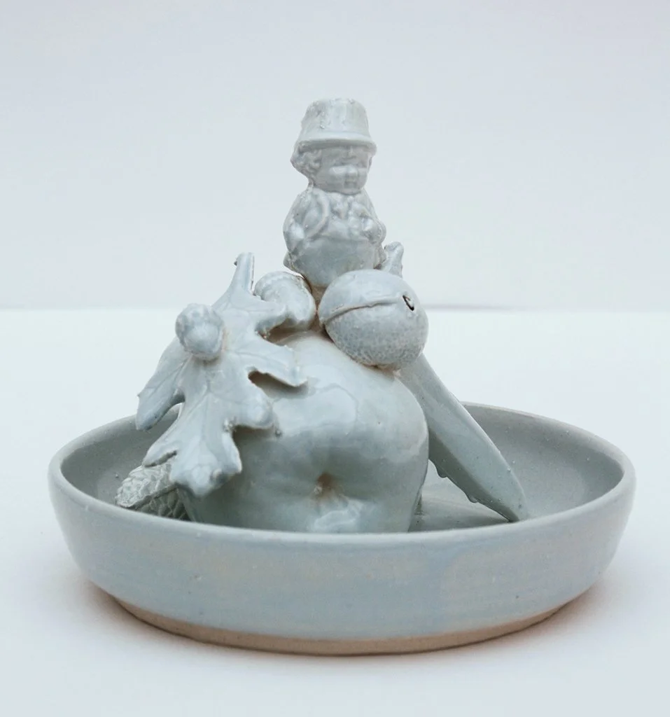  Laffy Taffy , Candy Dish, 6 x 6.5 x 7.25,	White stoneware and slip cast porcelain, 2019																		