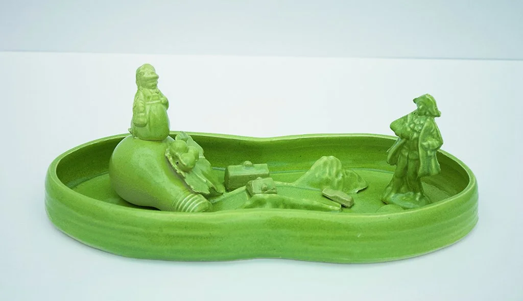  Double Mint , Candy Dish Series, 4" x 12.5" x 6", Porcelain and slip cast porcelain, 2019																			