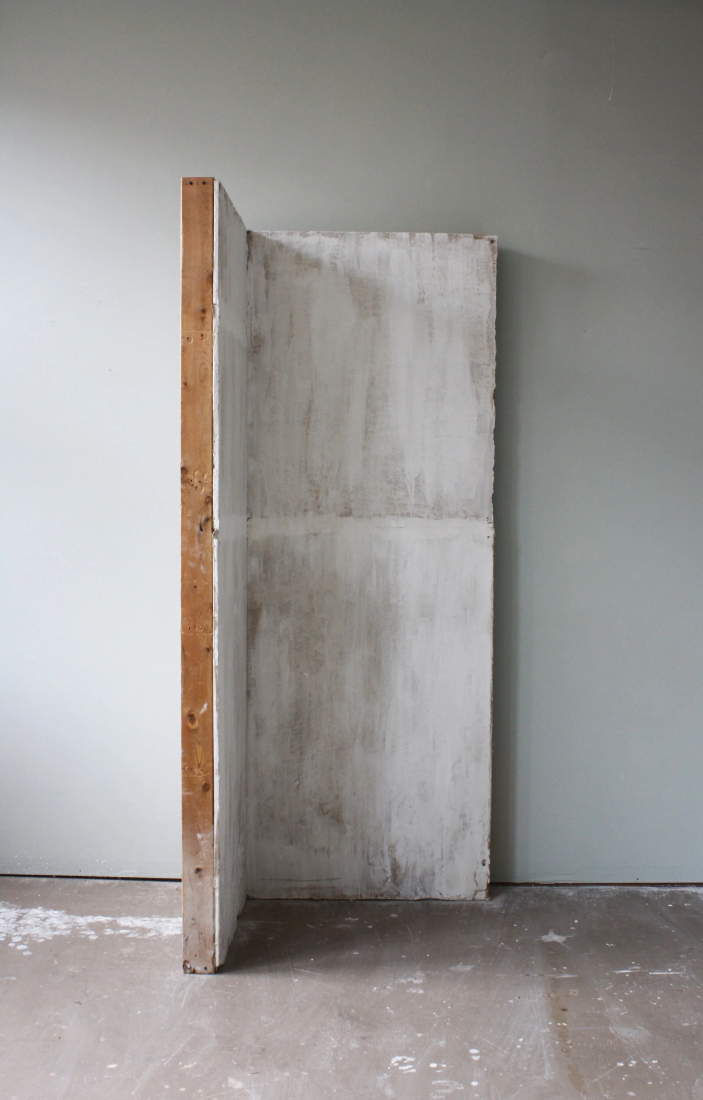 Construct No. 3 (corner), 7’ x 3. 4” x 4.4”, wood, drywall, plaster, drywall tape, flour 2009