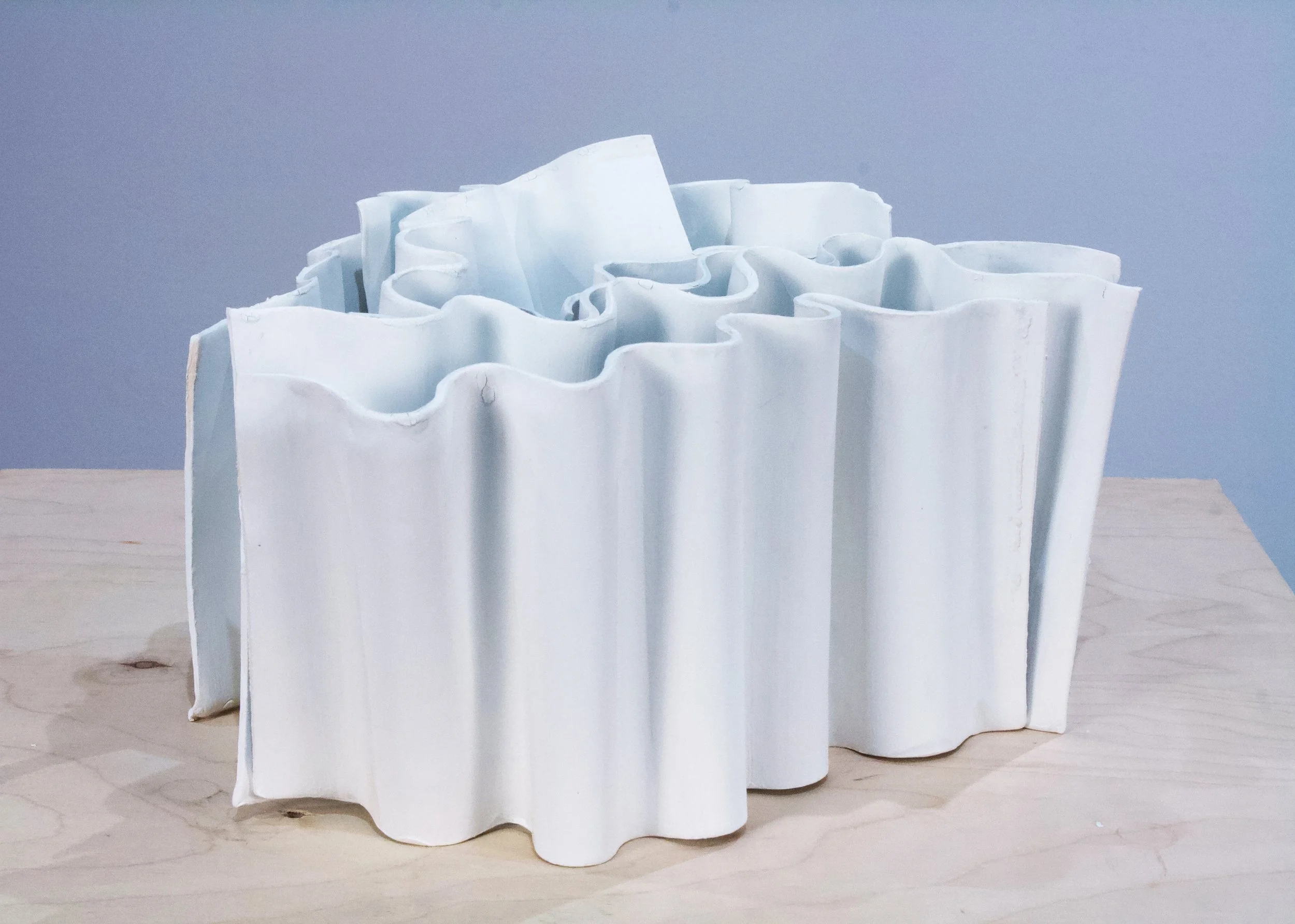  Corrugated Forms , 8" x 12" x 8", Low-fire Paper Clay, 2025																					