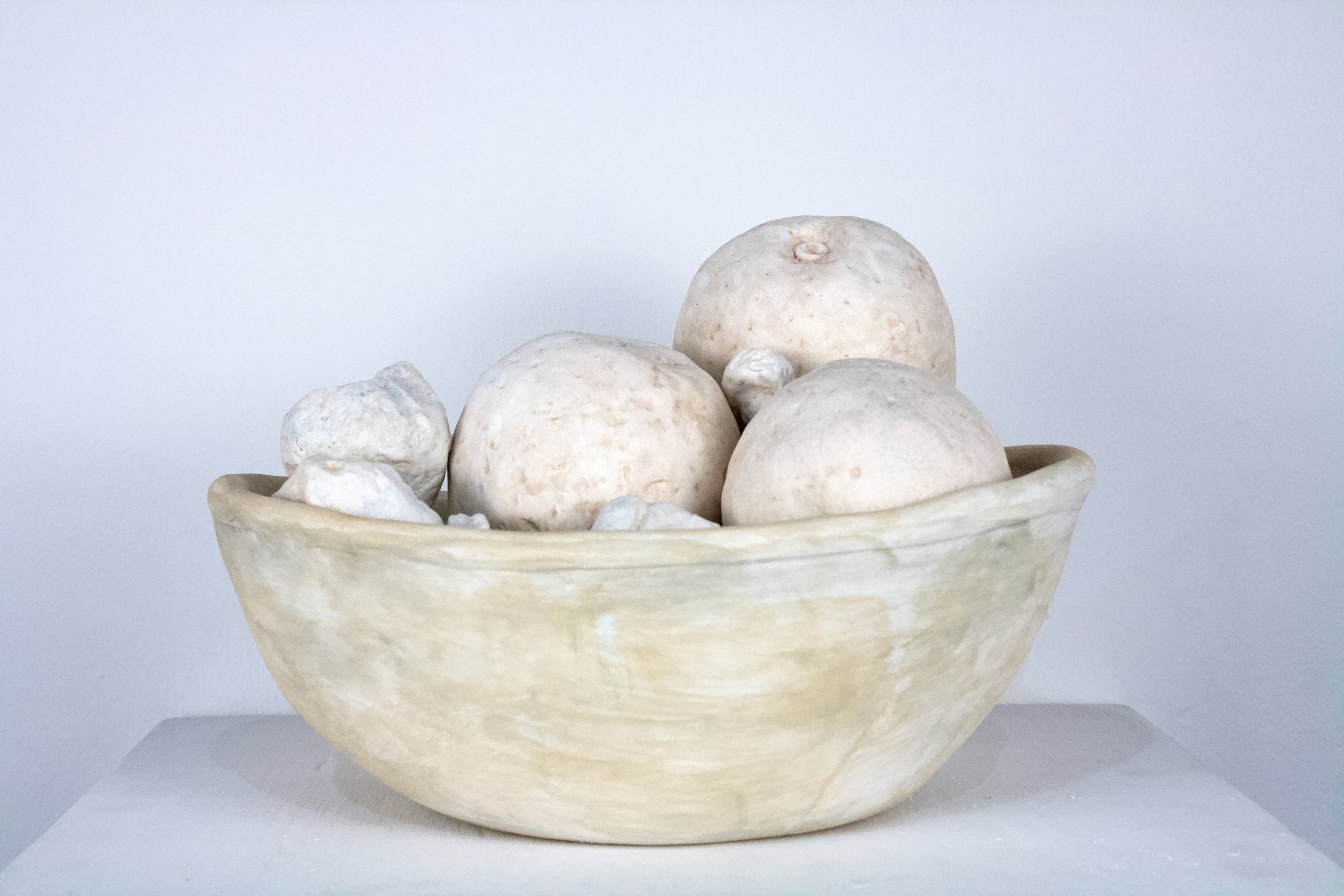 Oranges & Stones, 6" x 10" x 7.5", White Earthenware, 2025