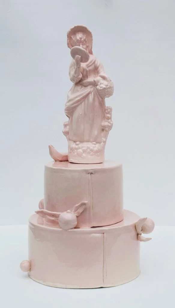  Girl with mirror , 19.5 x 8.5 x 8.5, White earthenware and slip cast porcelain, 2019																		