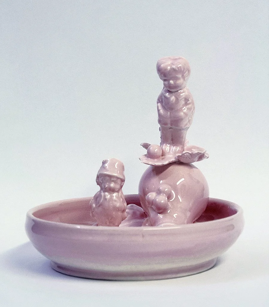  Double Bubble , Candy Dish Series, 6.5 x 7 x 7, White stoneware and slip cast porcelain, 2019																	