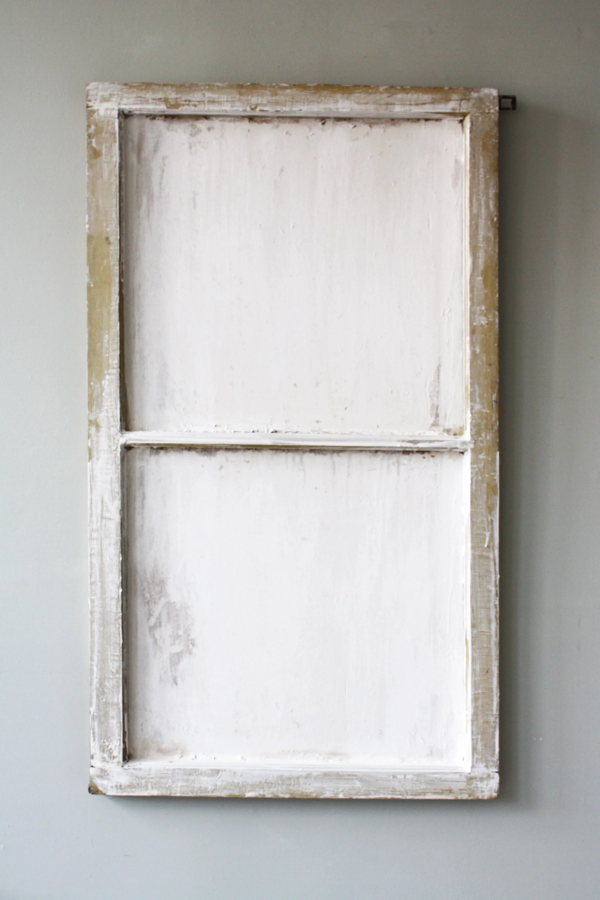 Construct No. 1 (windows), detail, 4’ x 6. 3’ x 3”, Window frames, wood, drywall, plaster, dirt, 2009
