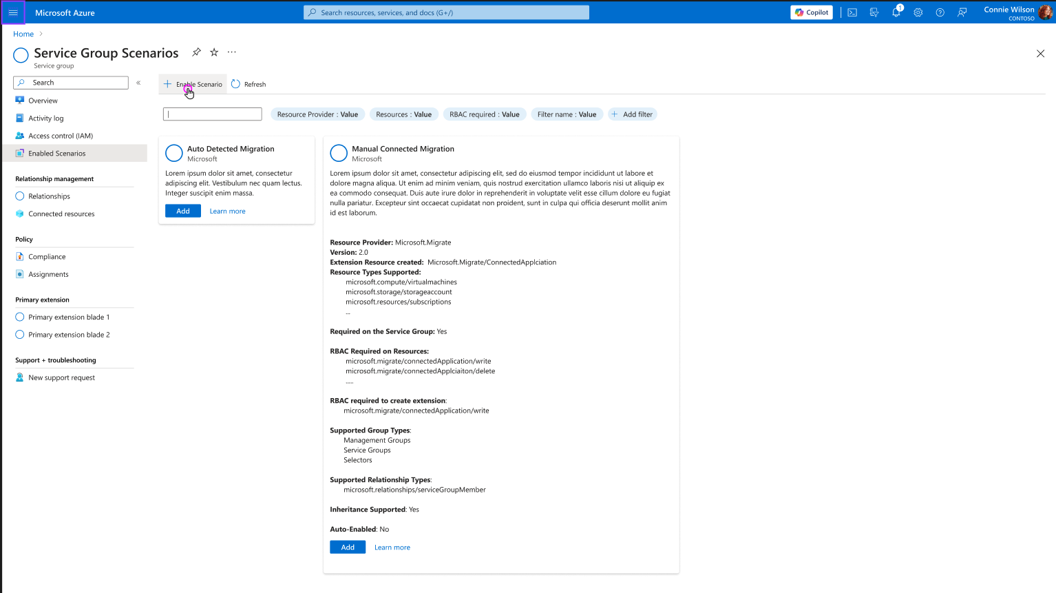 Concept of what the portal could look like if the scenarios were the focus for selection instead of requiring the customer know the multiple resources needed.