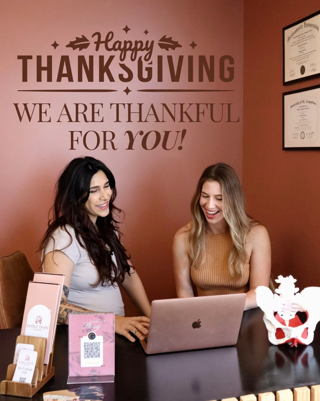 Happy Thanksgiving! 

We are so thankful for YOU &mdash; our patients, supporters, and community who trust us to be part of your wellness journey. Wishing you a day filled with rest, gratitude, and joy.