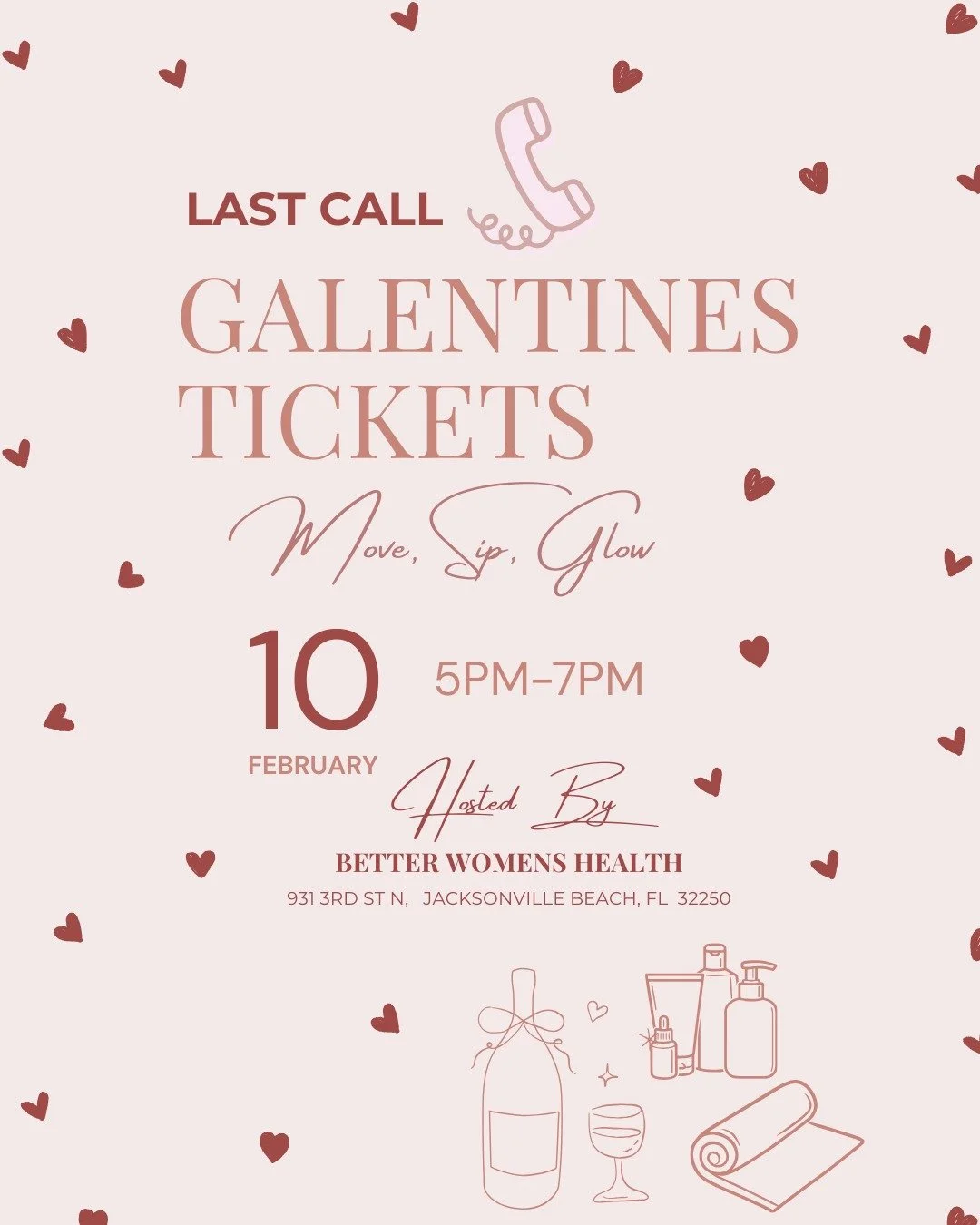 🚨 LAST CALL 🚨

Galentine&rsquo;s Day is happening THIS TUESDAY 💕

VIP Mat Pilates is almost sold out and General Admission tickets are limited.

If you&rsquo;ve been thinking about it&hellip; this is your sign ✨

Move, sip, glow with us for an eve