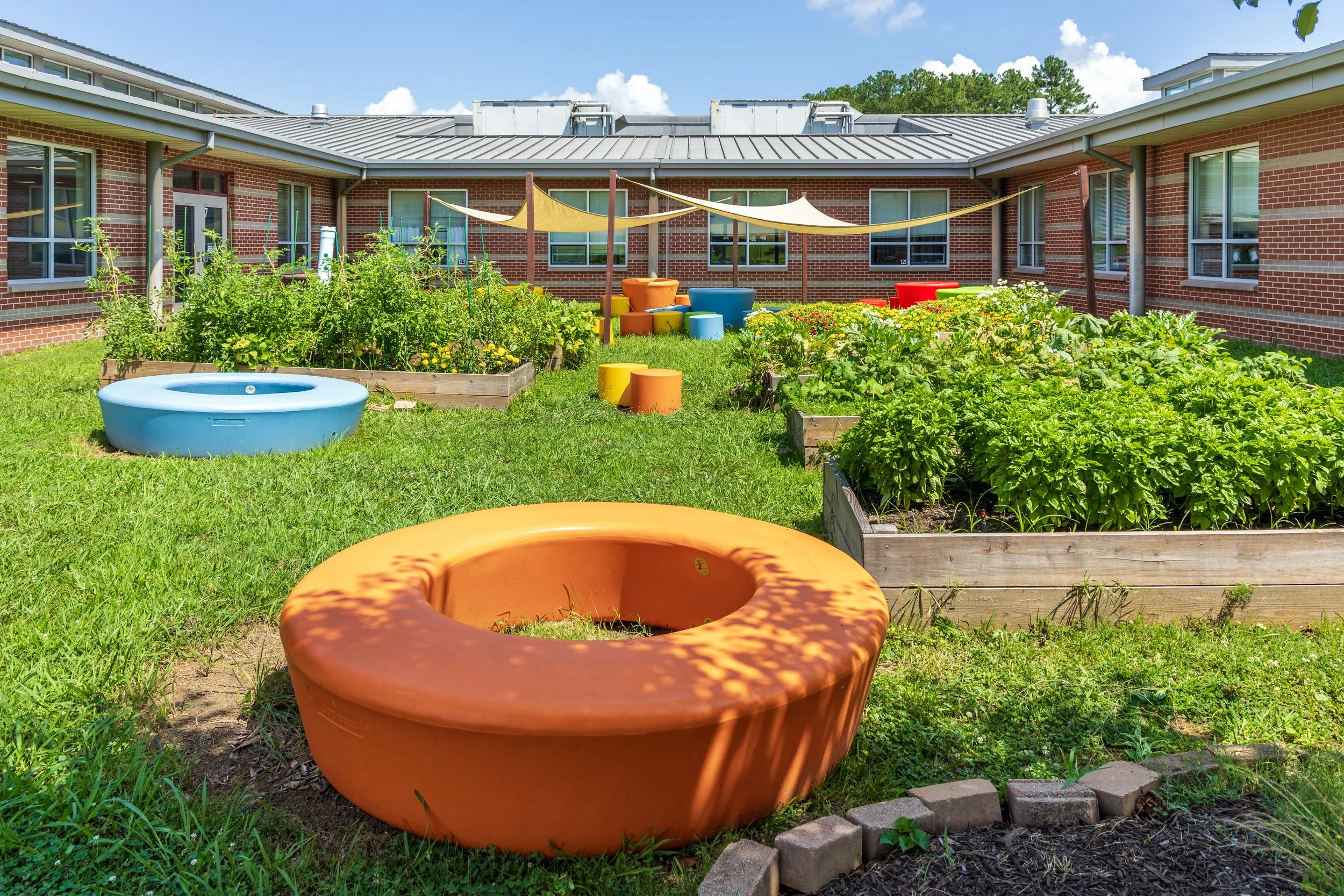 Raised-bed community learning garden at Hardy Elementary School