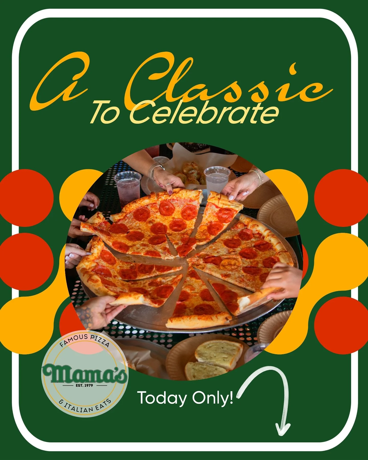 For today only, celebrate National Pepperoni Pizza Day with FREE pepperoni topping on any whole pizza, the Mamas pizzaaaahhh way 🍕
*Excludes slices, specialties &amp; doubles

Link to online ordering and more in bio! 
Speedway &amp; Swan (520)319-88