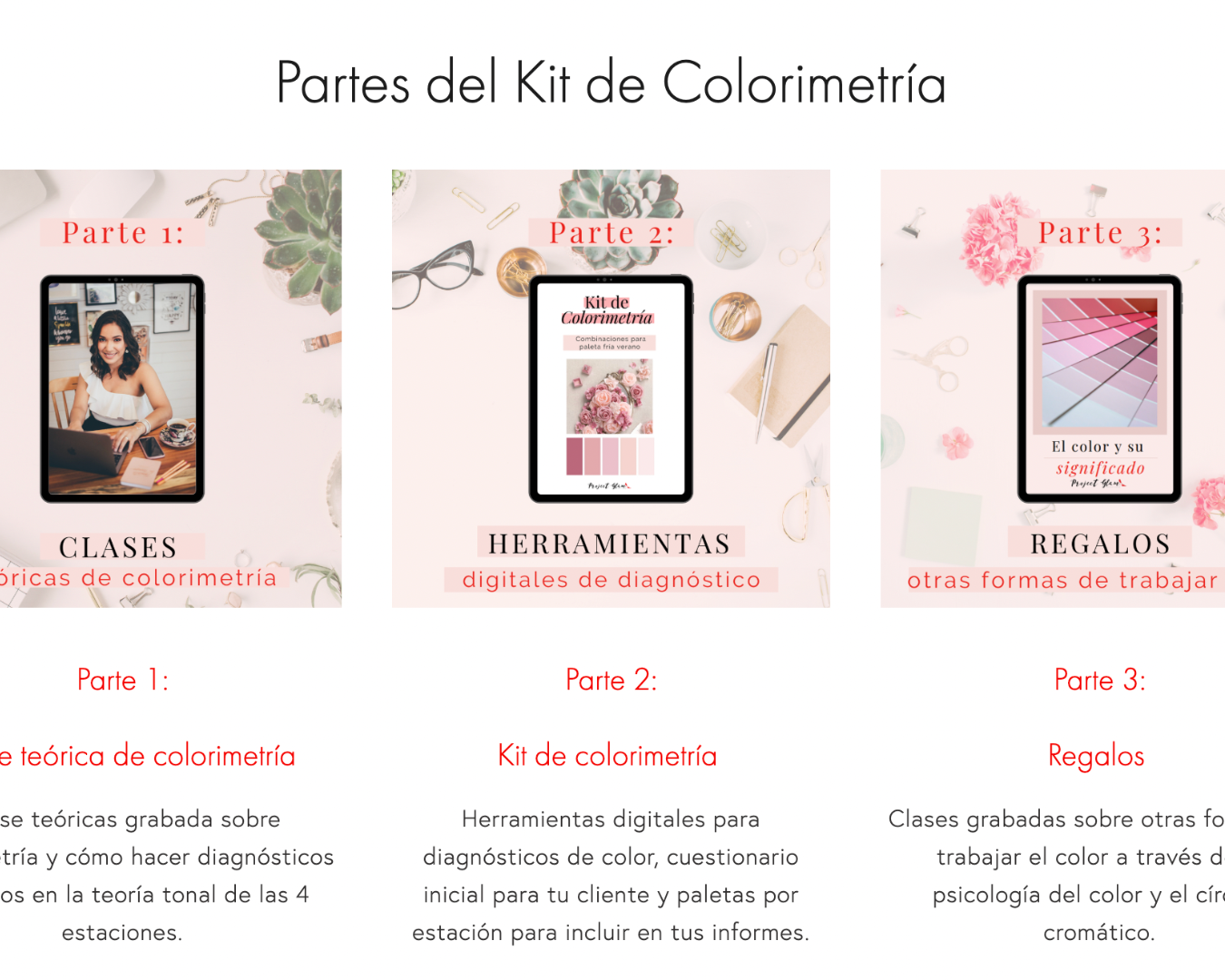 Clases teóricas de colorimetría, herramientas de diagnóstico para asesoras de imagen