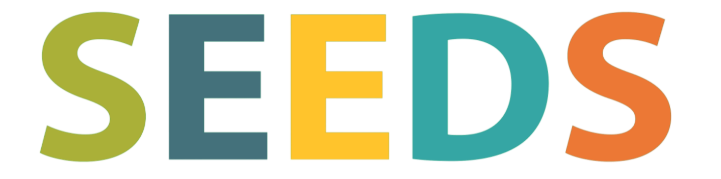 Colorful logo spelling 'SEEDS' with each letter in different colors.