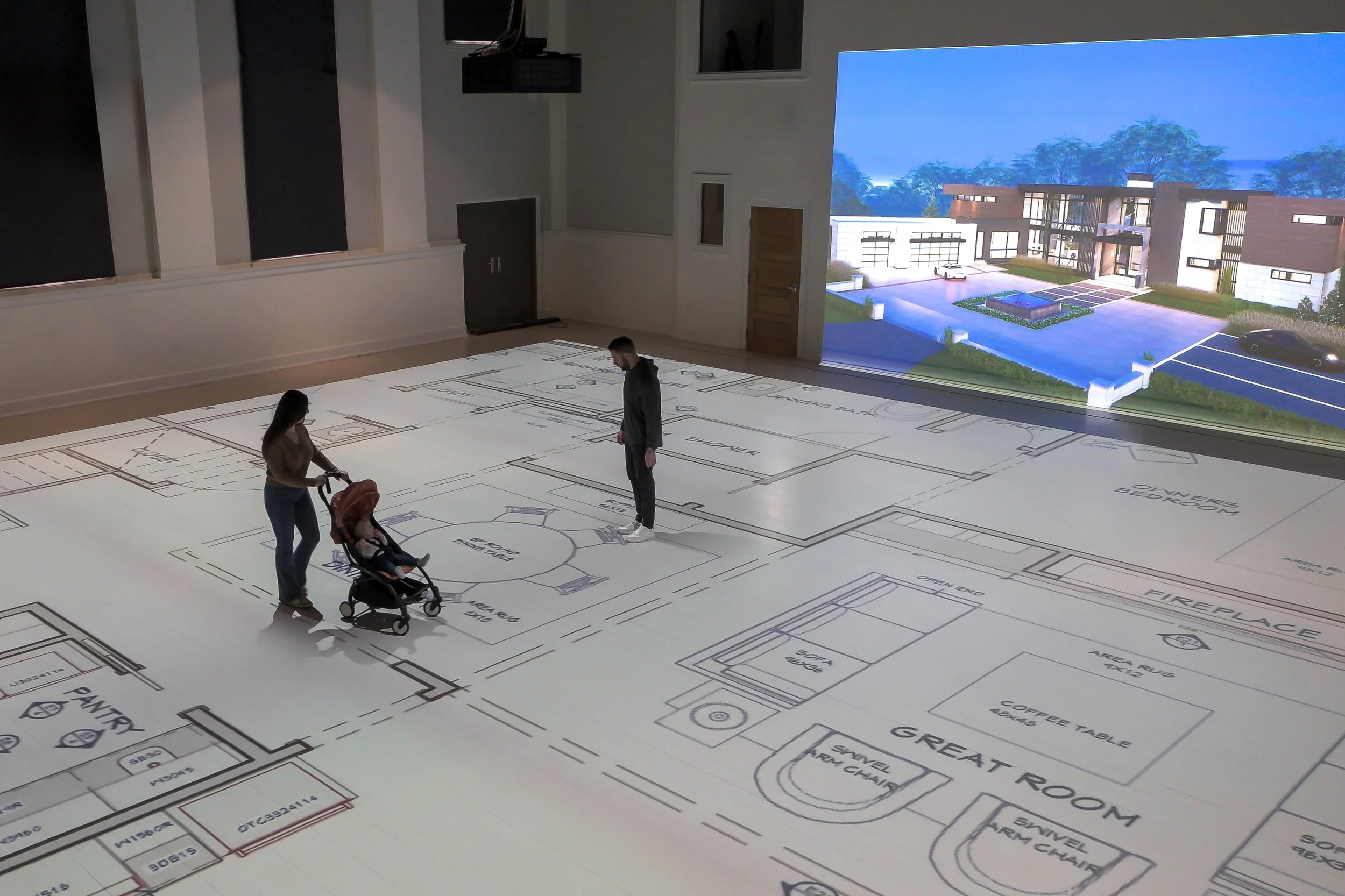 Family walking life size floor plans