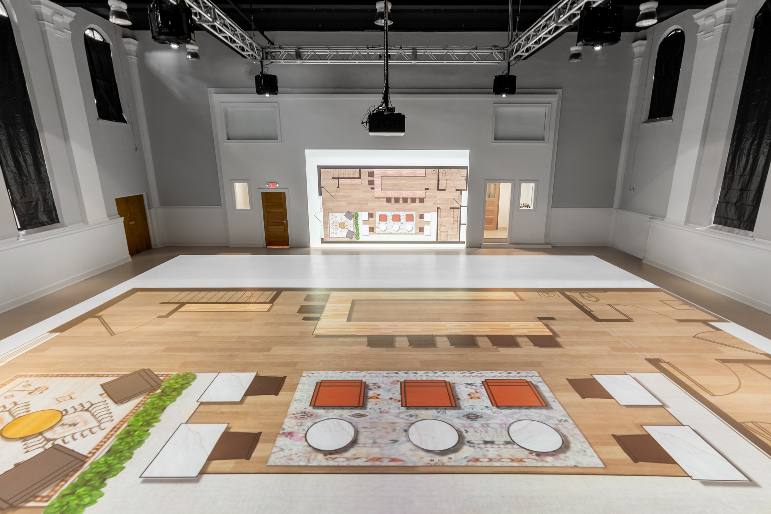 Restaurant floor plan projected life size