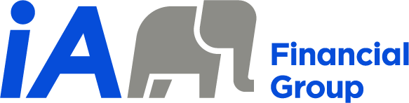 Logo with the letters 'iA' in blue, an elephant icon in gray, and the words 'Financial Group' in blue.