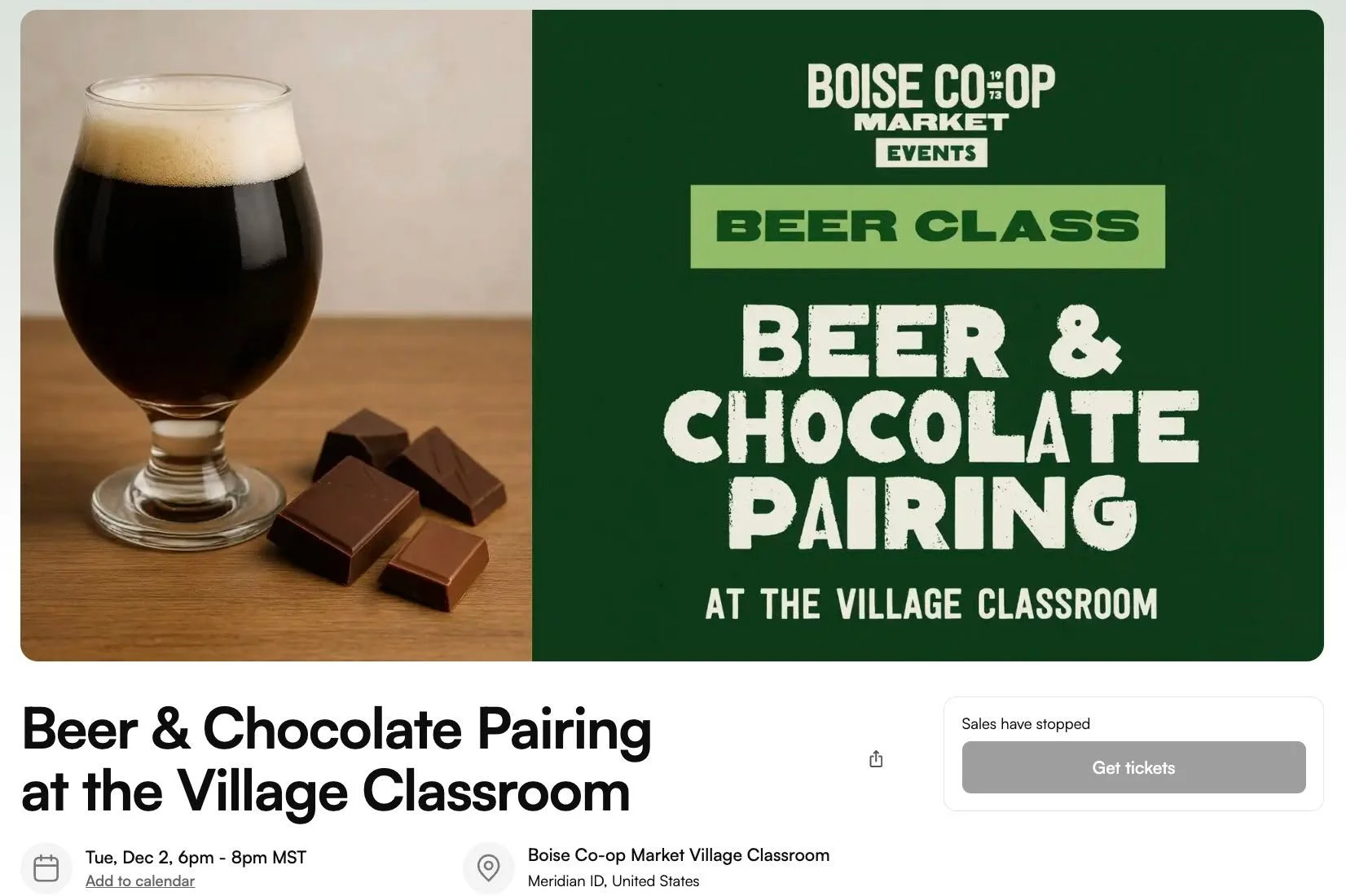 Hey Treasure Valley...
 
Let's get into the holiday spirit. Join me in my beer and chocolate pairing class next week. 
 
Tues, Dec. 2nd from 6 - 8 pm at The Boise Co-Op on Eagle Rd.
 
Link in Bio
 
#boise #treasurevalleyidaho #idahobeer #beerandchoco